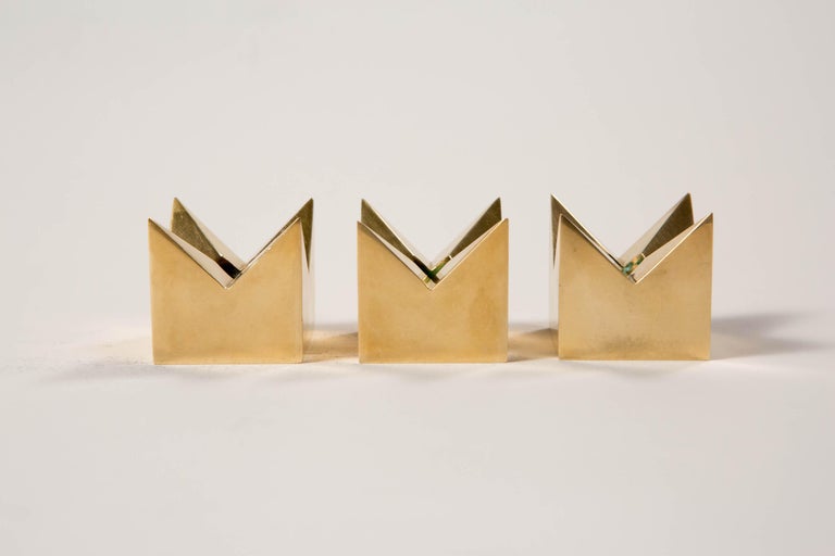 Pierre Forssell, 3 Brass Star Candleholders for Skultuna, Sweden, 1960s For  Sale at 1stDibs