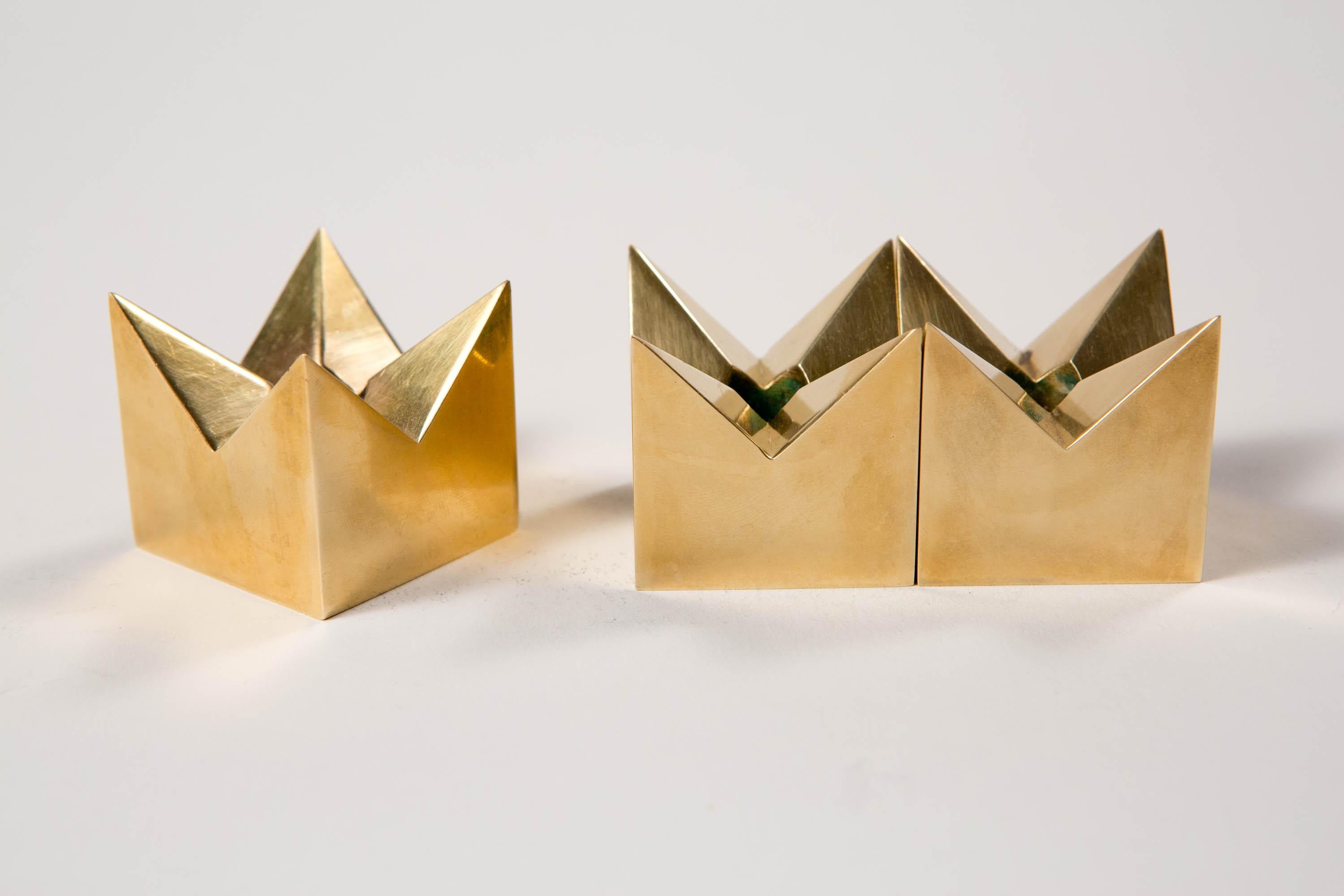 Pierre Forssell, 3 Brass Star Candleholders for Skultuna, Sweden, 1960s In Good Condition For Sale In Los Angeles, CA