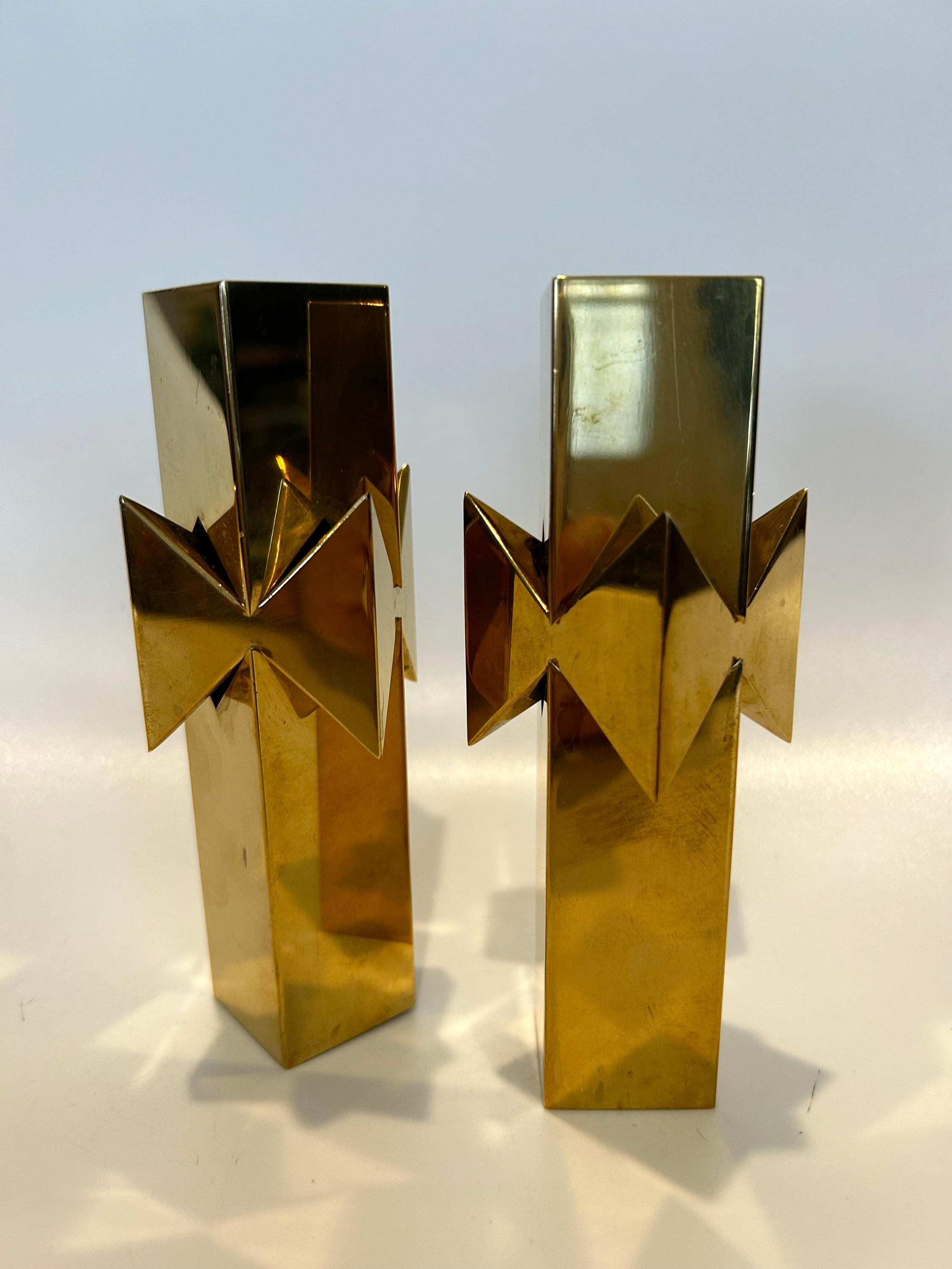 Pierre Forssell “Bow” Candlestick Pair – Rare Brass Design for Skultuna, Sweden For Sale 12