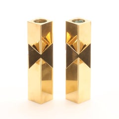 Pierre Forssell “Bow” Candlestick Pair – Rare Brass Design for Skultuna, Sweden