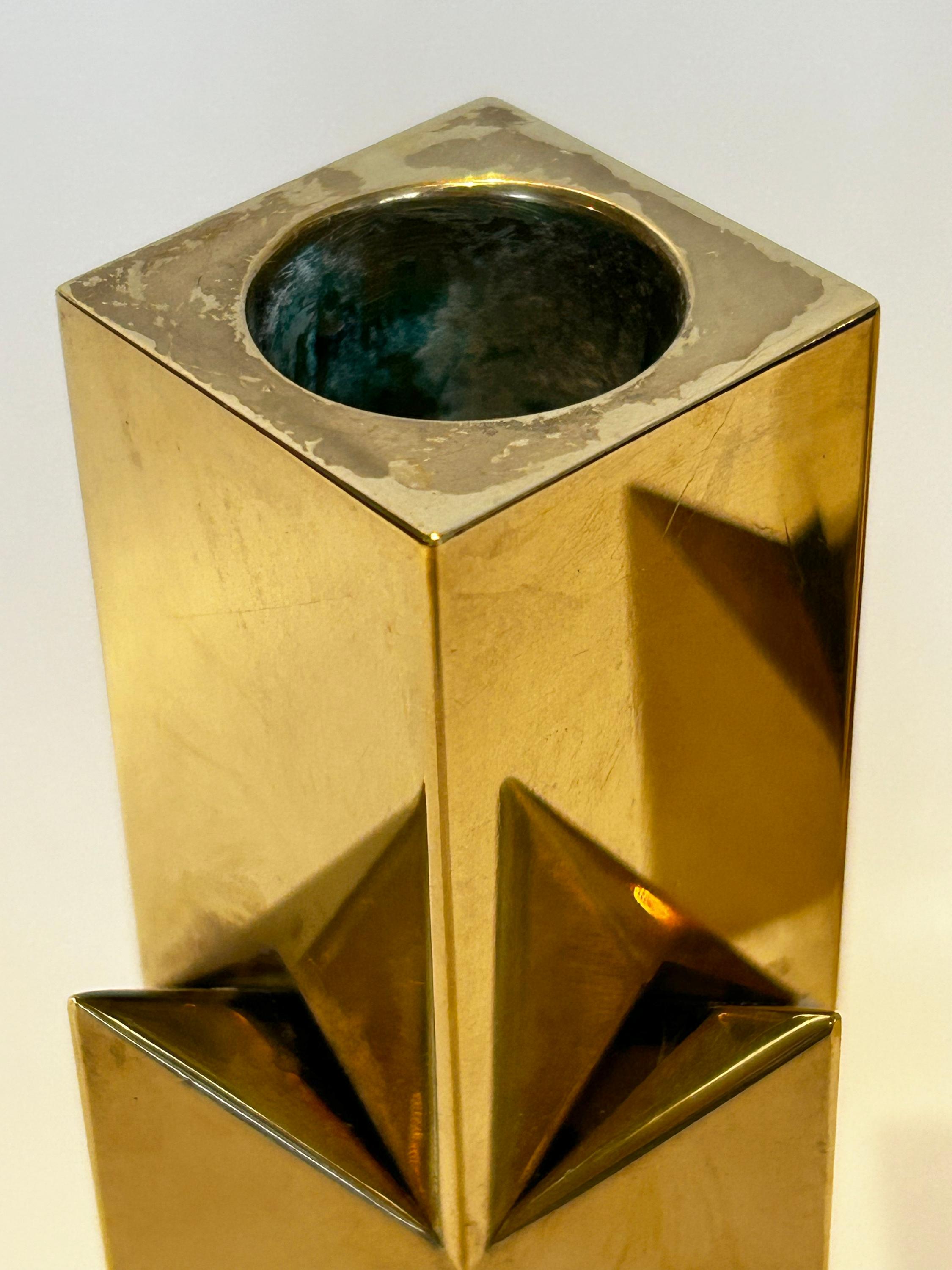 Swedish Pierre Forssell “Bow” Candlestick Pair – Rare Brass Design for Skultuna, Sweden For Sale