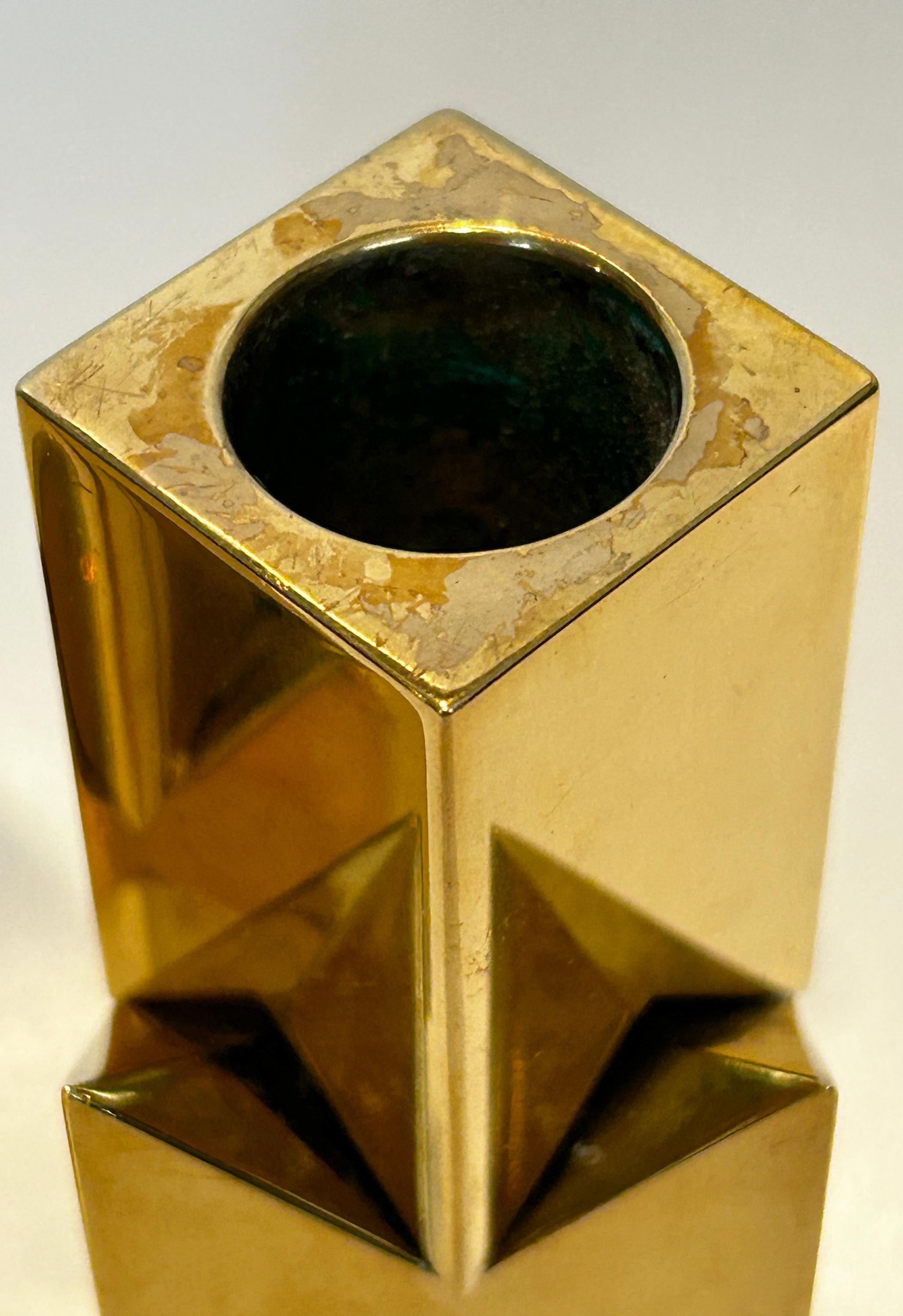 Metalwork Pierre Forssell “Bow” Candlestick Pair – Rare Brass Design for Skultuna, Sweden For Sale