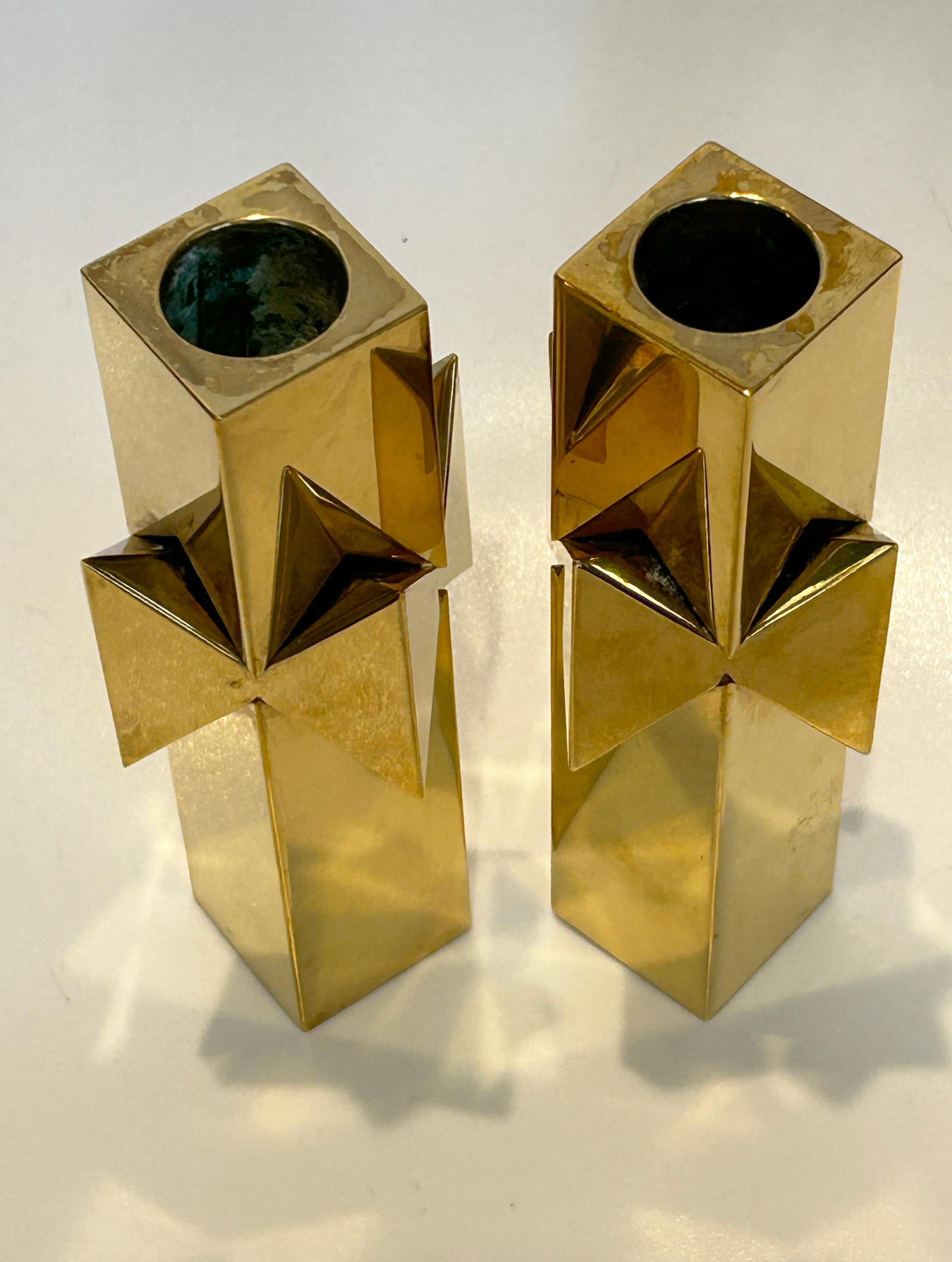 Pierre Forssell “Bow” Candlestick Pair – Rare Brass Design for Skultuna, Sweden For Sale 2