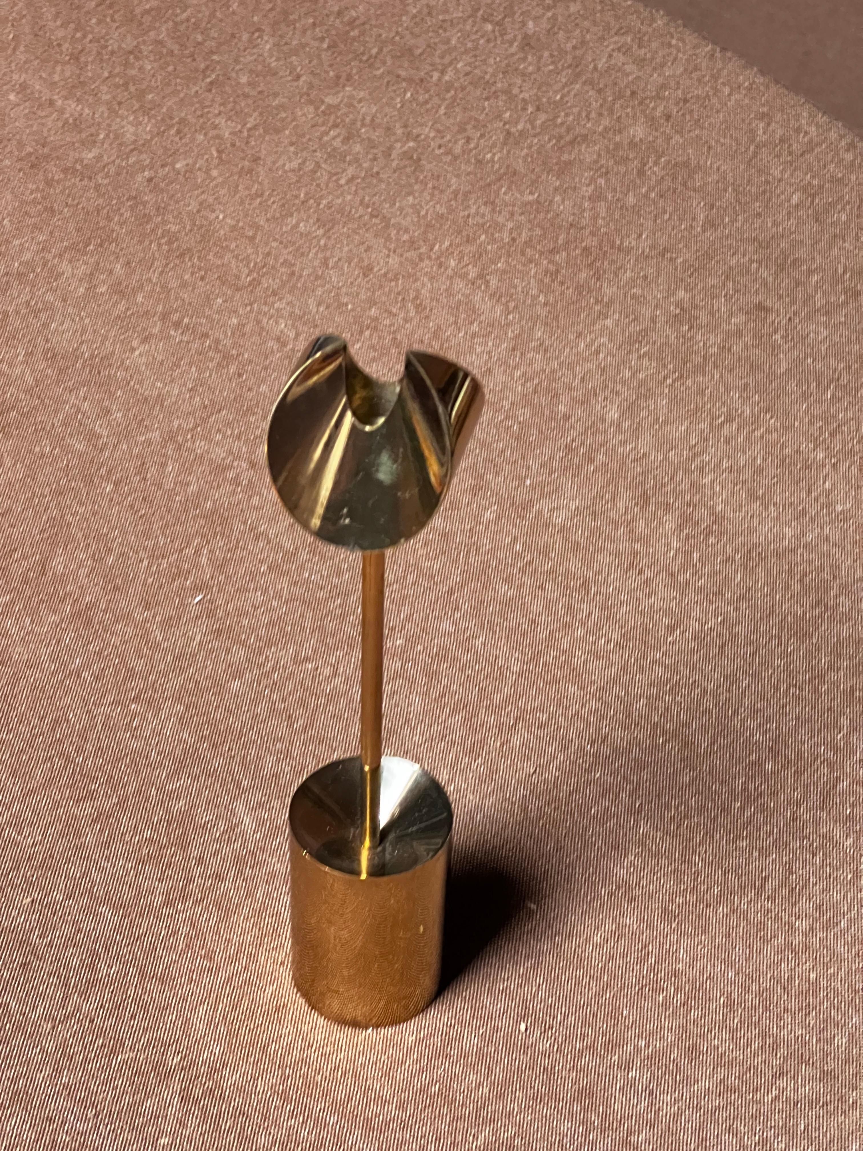 Pierre Forssell Brass Candleholders and vase Made by hand in Skultuna Sweden For Sale 3