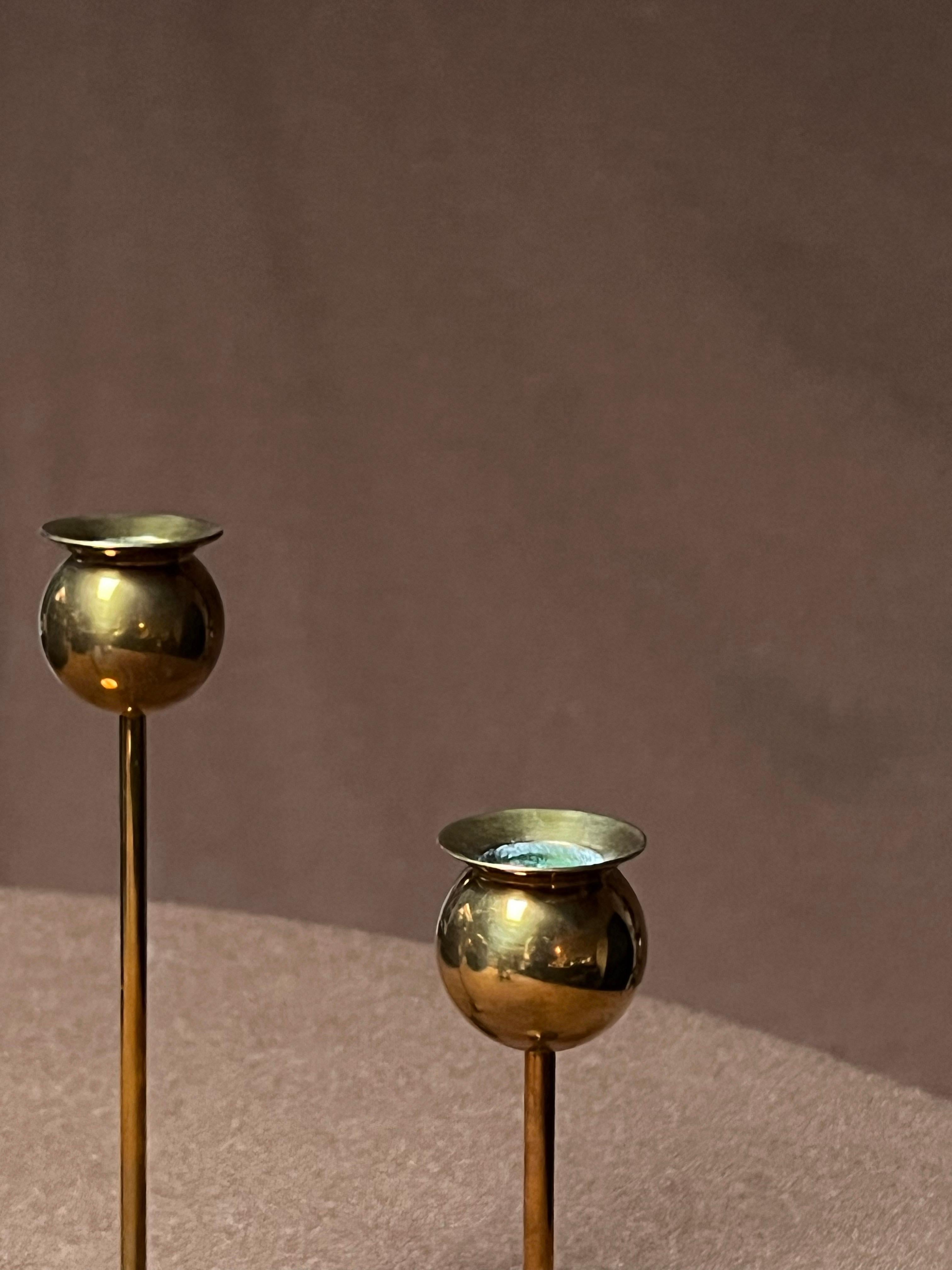Pierre Forssell Brass Candleholders and vase Made by hand in Skultuna Sweden For Sale 8