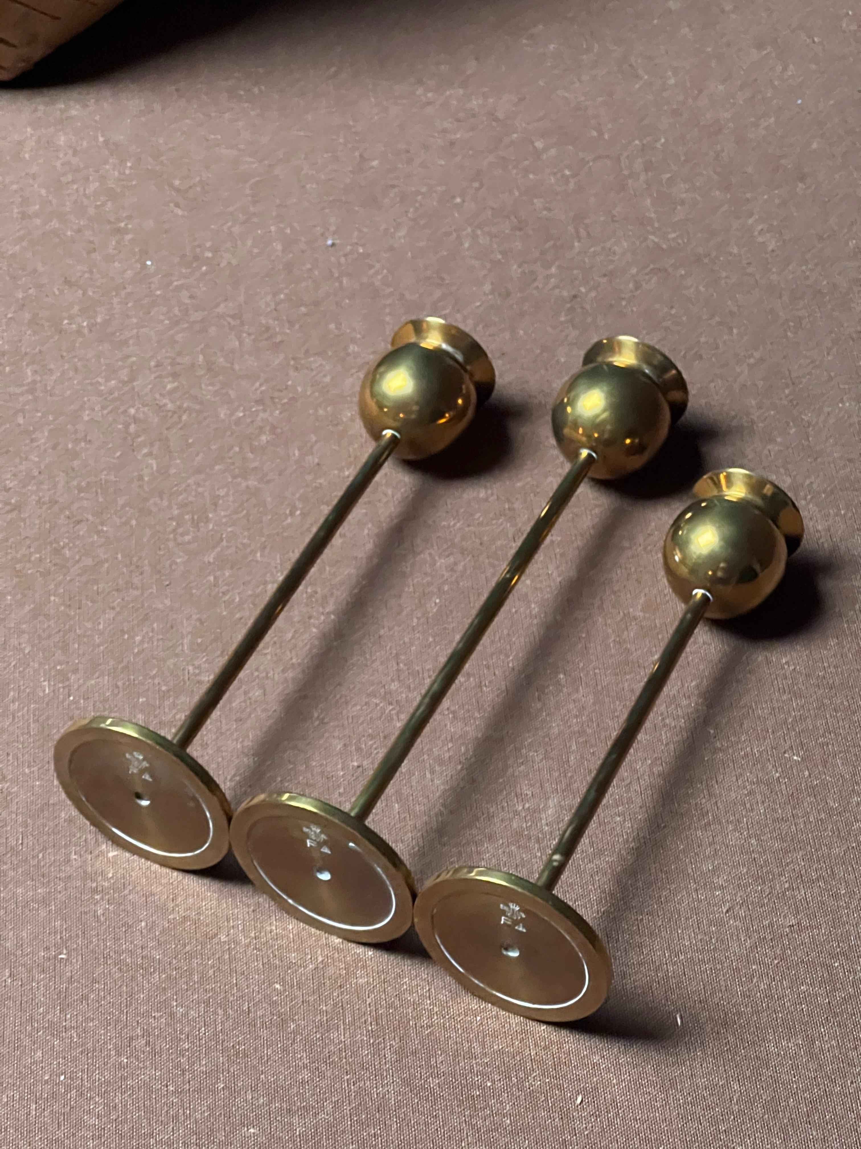 Pierre Forssell Brass Candleholders and vase Made by hand in Skultuna Sweden For Sale 10