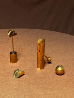 Pierre Forssell Brass Candleholders and vase Made by hand in Skultuna Sweden