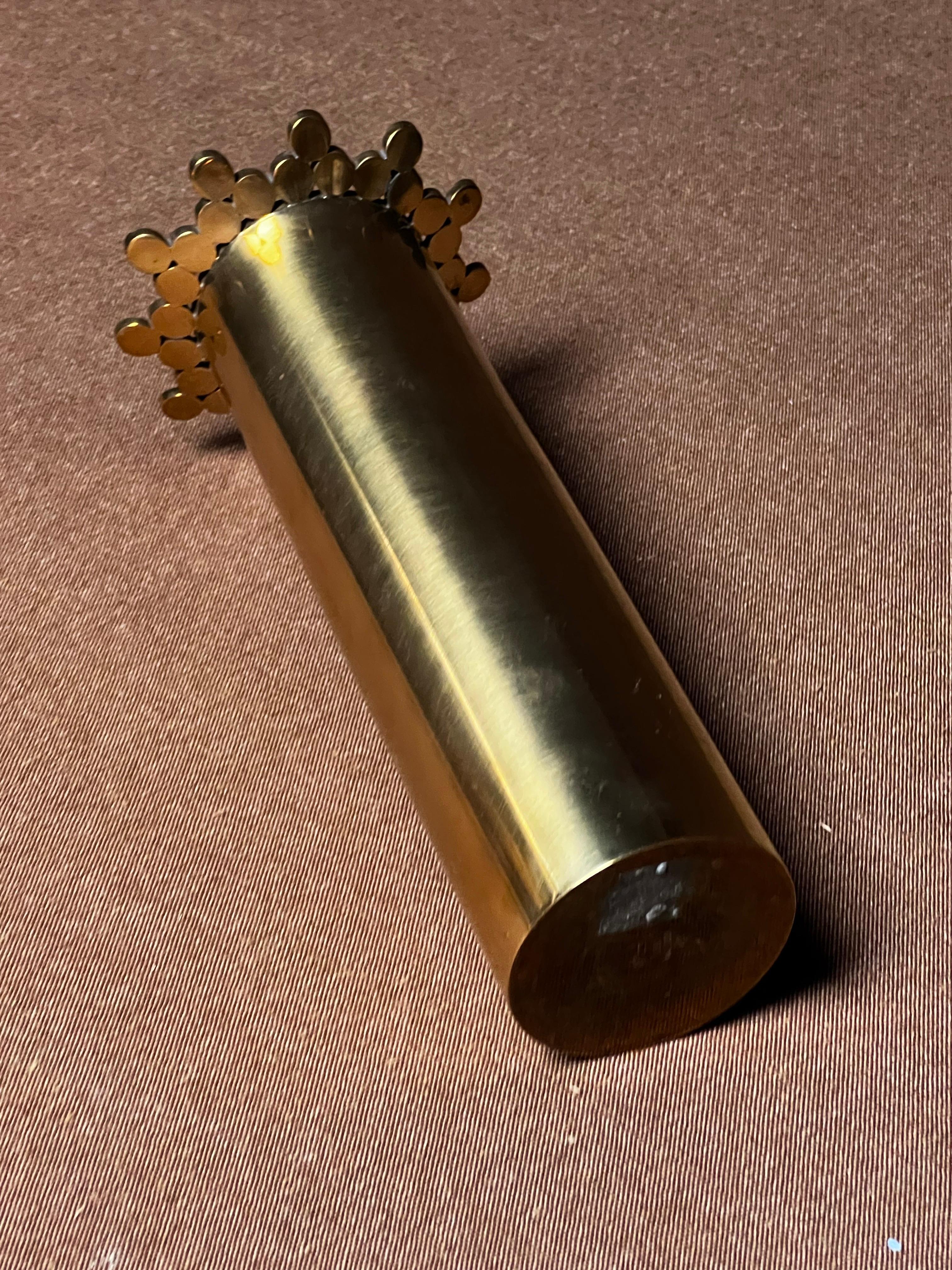 Swedish Pierre Forssell Brass Candleholders and vase Made by hand in Skultuna Sweden For Sale