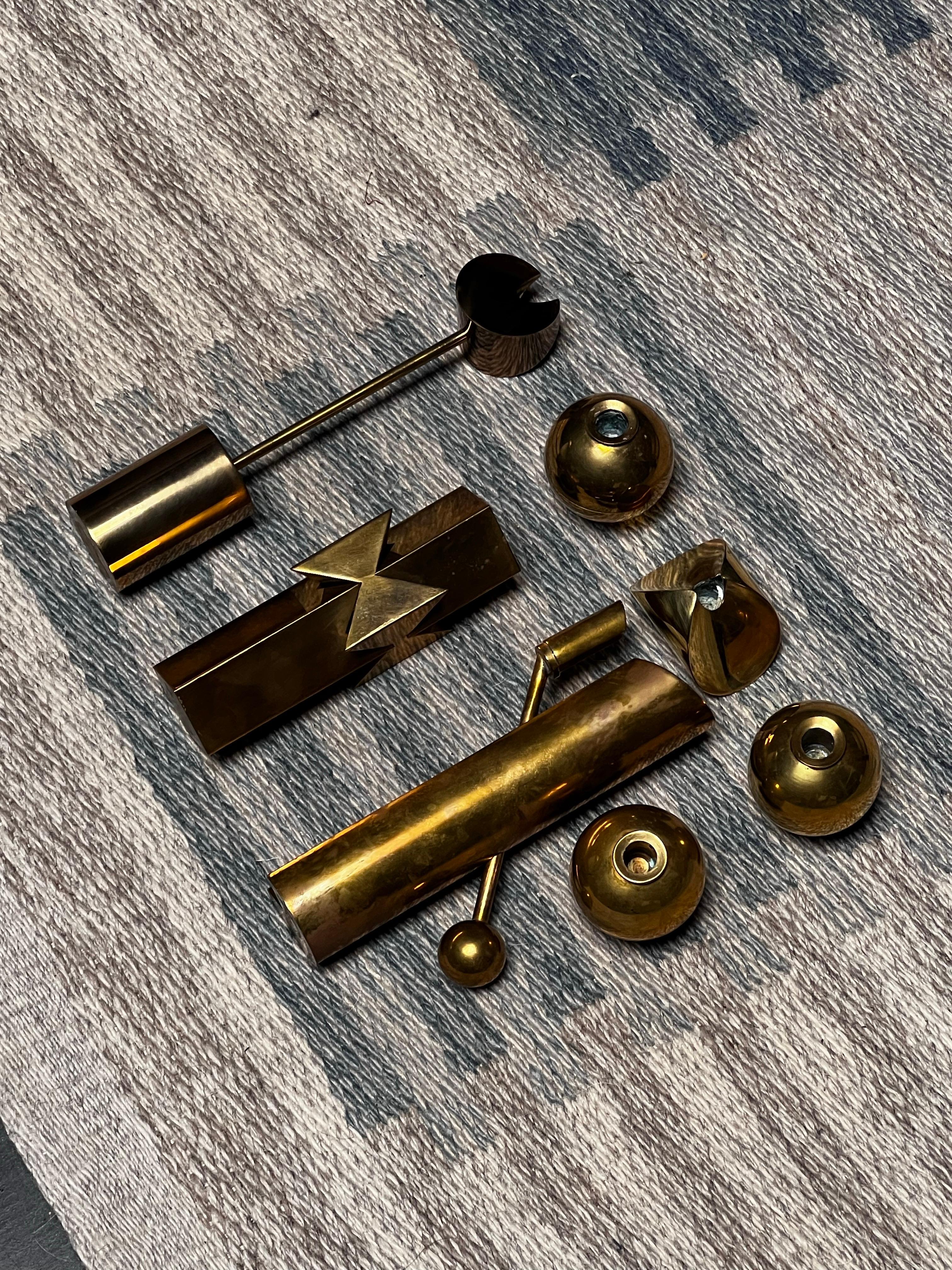 Pierre Forssell Brass Candleholders Made by hand in Skultuna Sweden. Brancusi For Sale 3