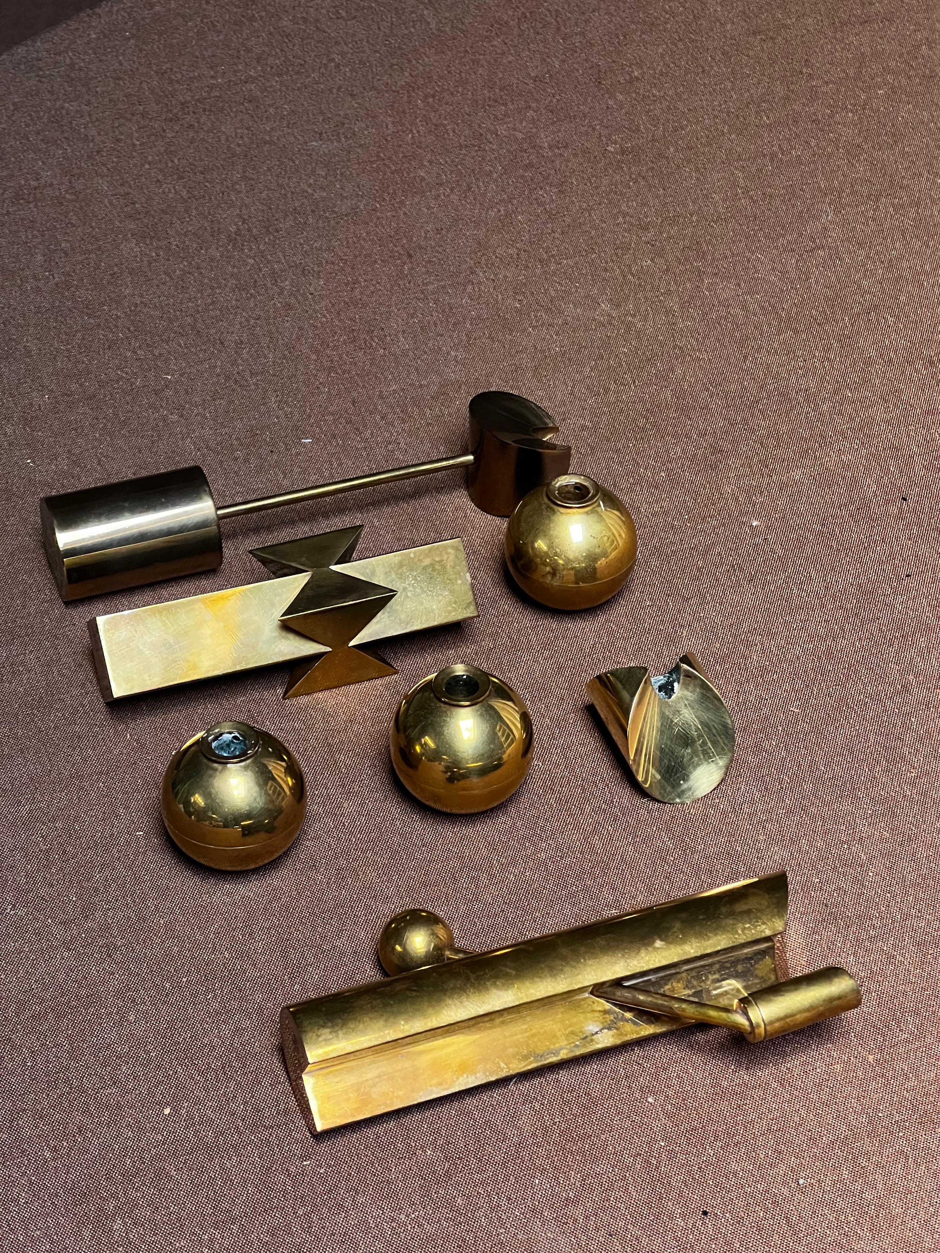 Pierre Forssell Brass Candleholders Made by hand in Skultuna Sweden. Brancusi For Sale 5