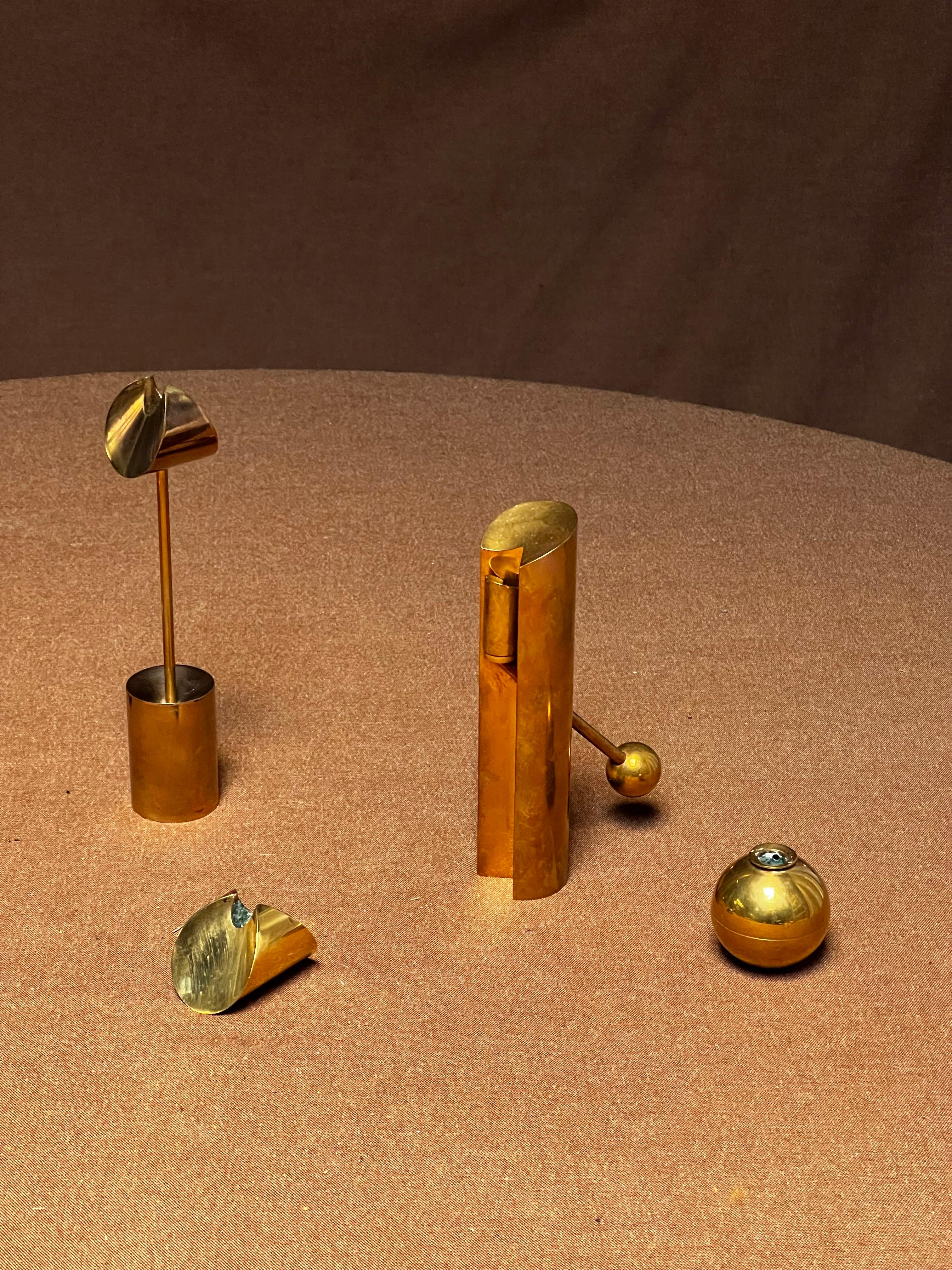 Pierre Forssell Brass Candleholders Made by hand in Skultuna Sweden. Brancusi For Sale 6