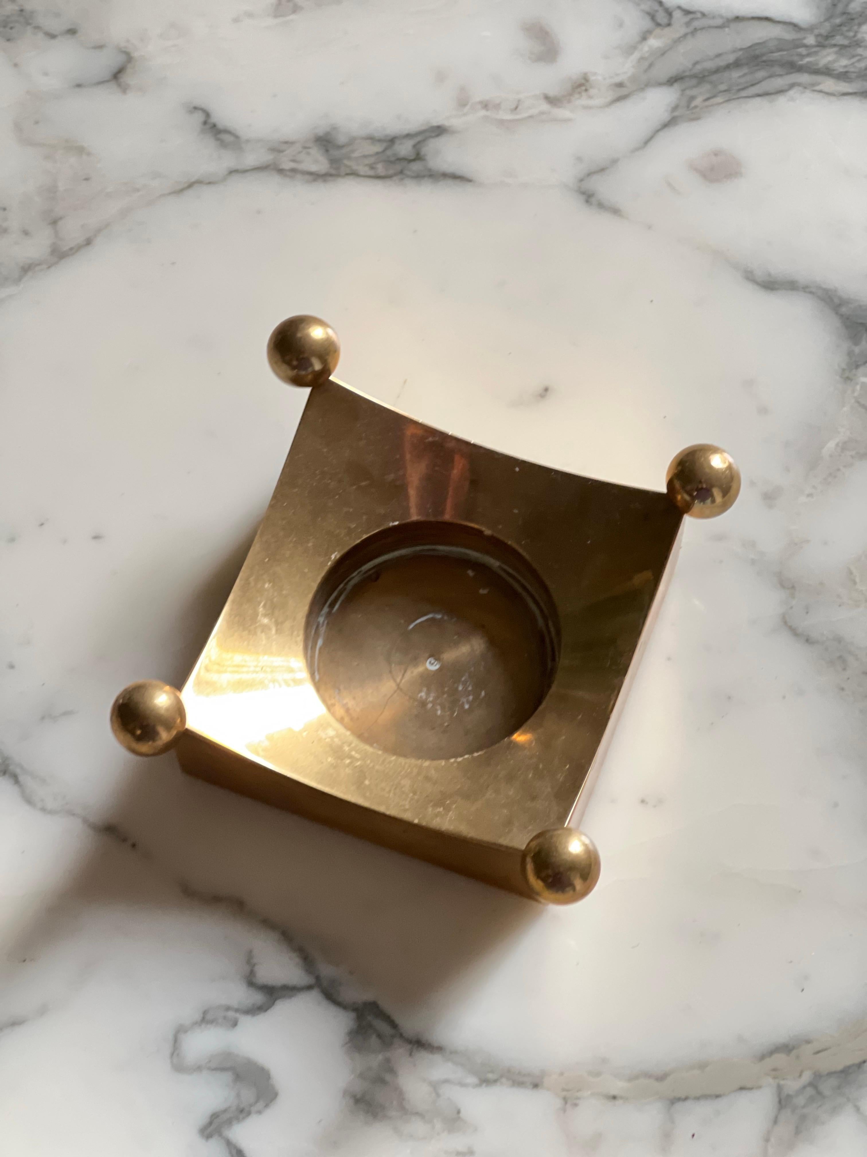 Scandinavian Modern Pierre Forssell Brass Candleholders Made by hand in Skultuna Sweden. Brancusi For Sale