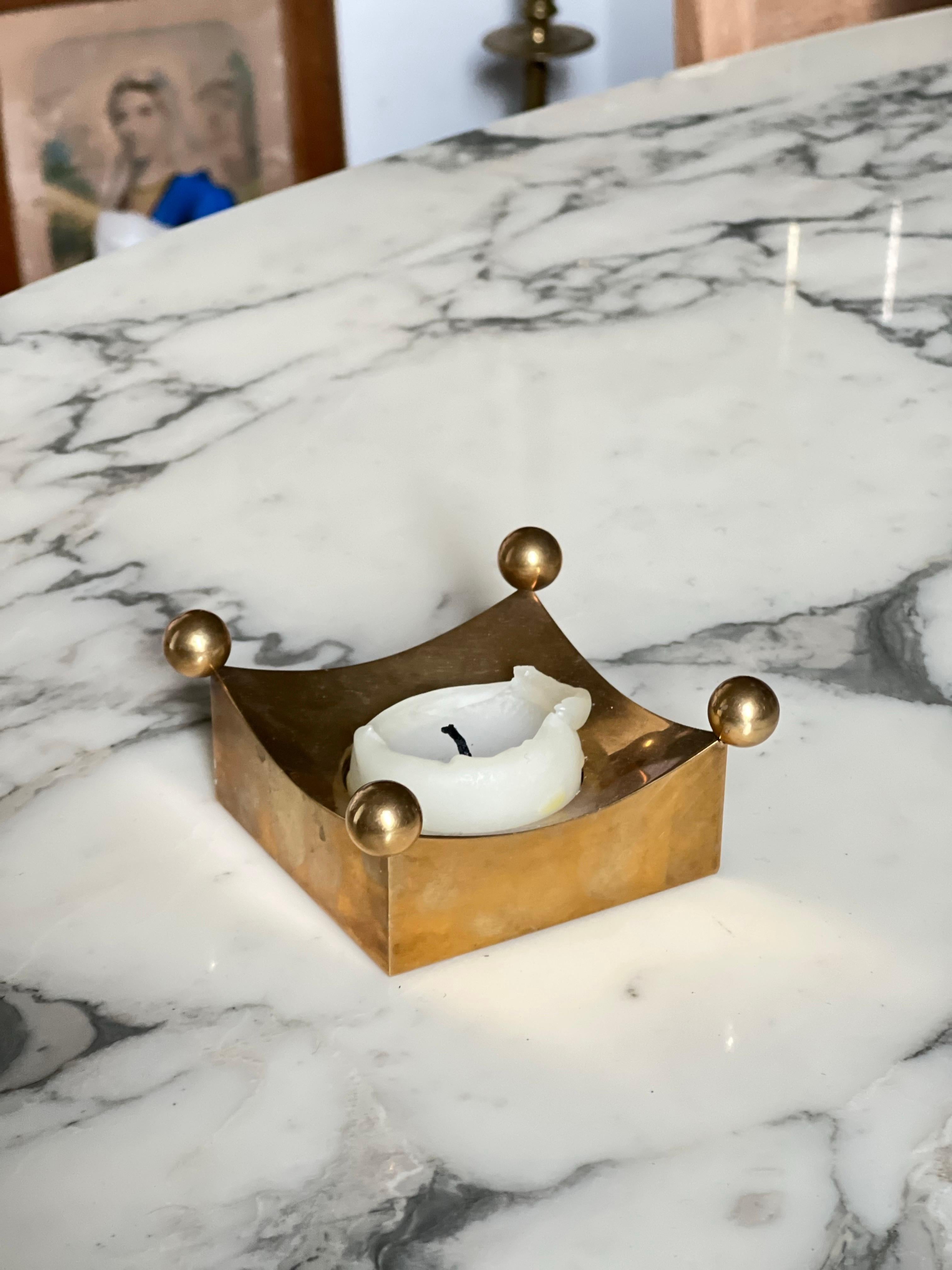 Swedish Pierre Forssell Brass Candleholders Made by hand in Skultuna Sweden. Brancusi For Sale