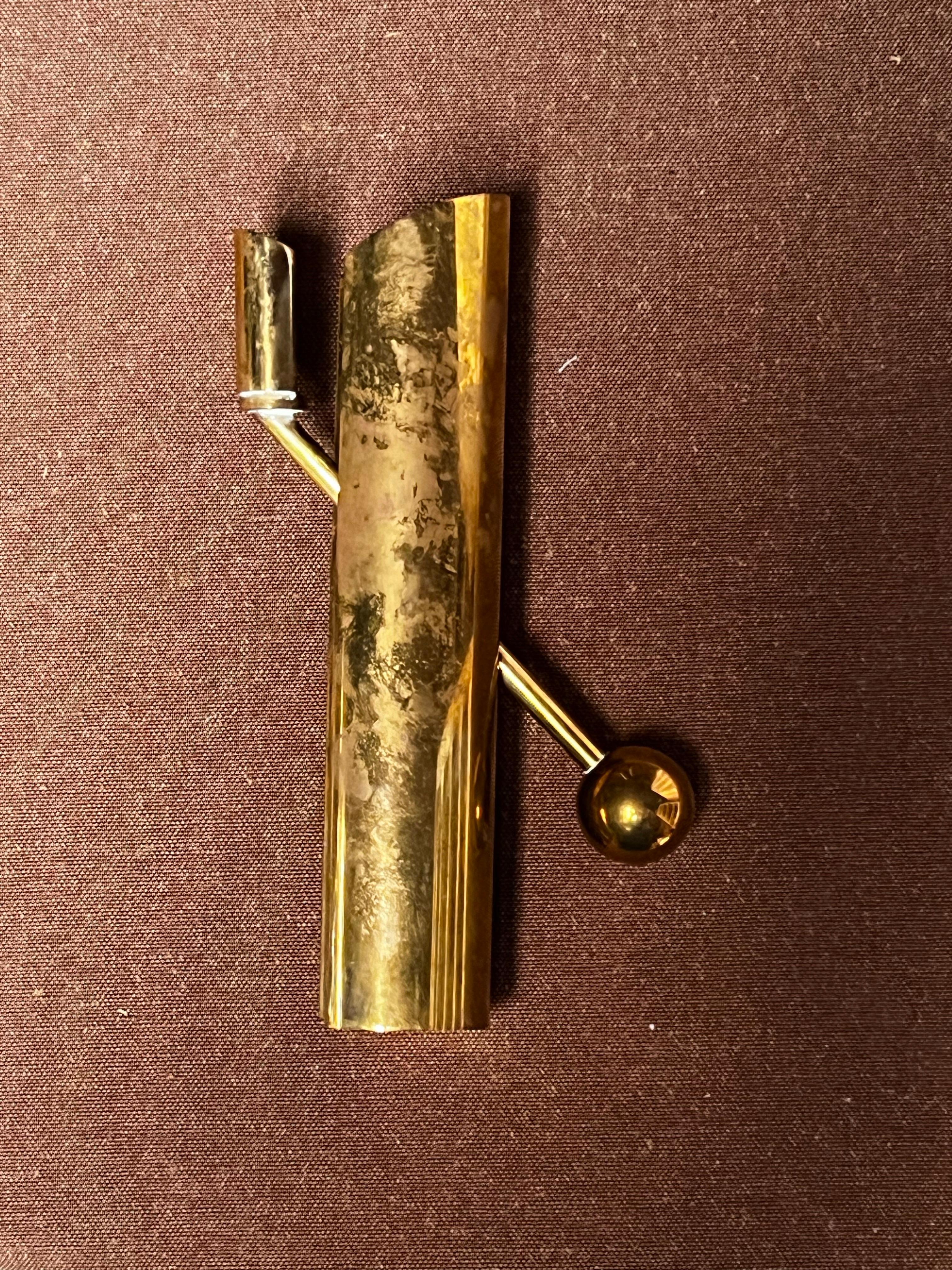 Hand-Crafted Pierre Forssell Brass Candleholders Made by hand in Skultuna Sweden. Brancusi For Sale