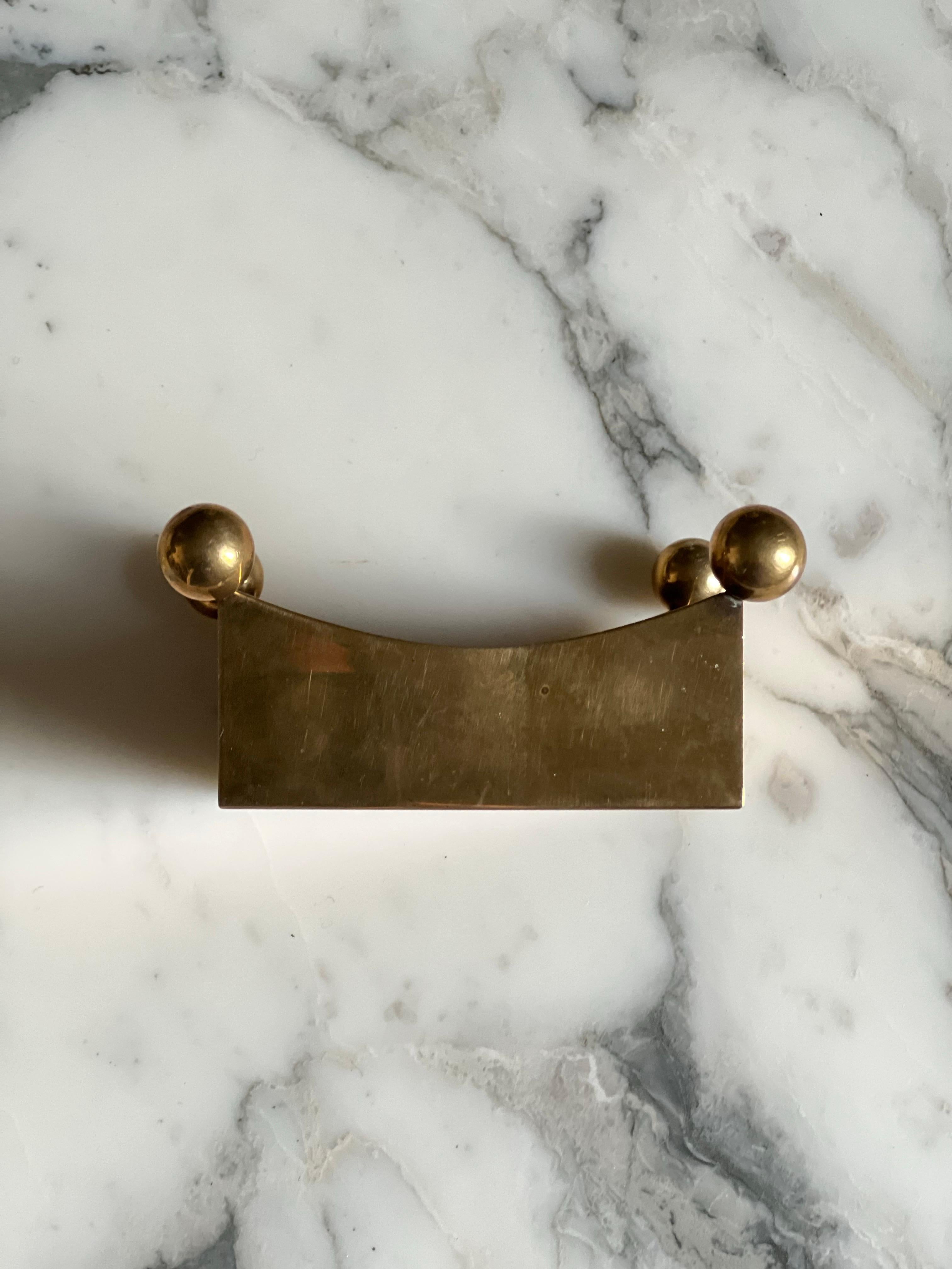Hand-Crafted Pierre Forssell Brass Candleholders Made by hand in Skultuna Sweden. Brancusi For Sale