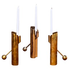 Pierre Forssell Brass Candleholders Made by hand in Skultuna Sweden. Brancusi