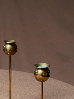 Pierre Forssell Brass Candleholders Stamped 1983 Made by hand in Skultuna Sweden
