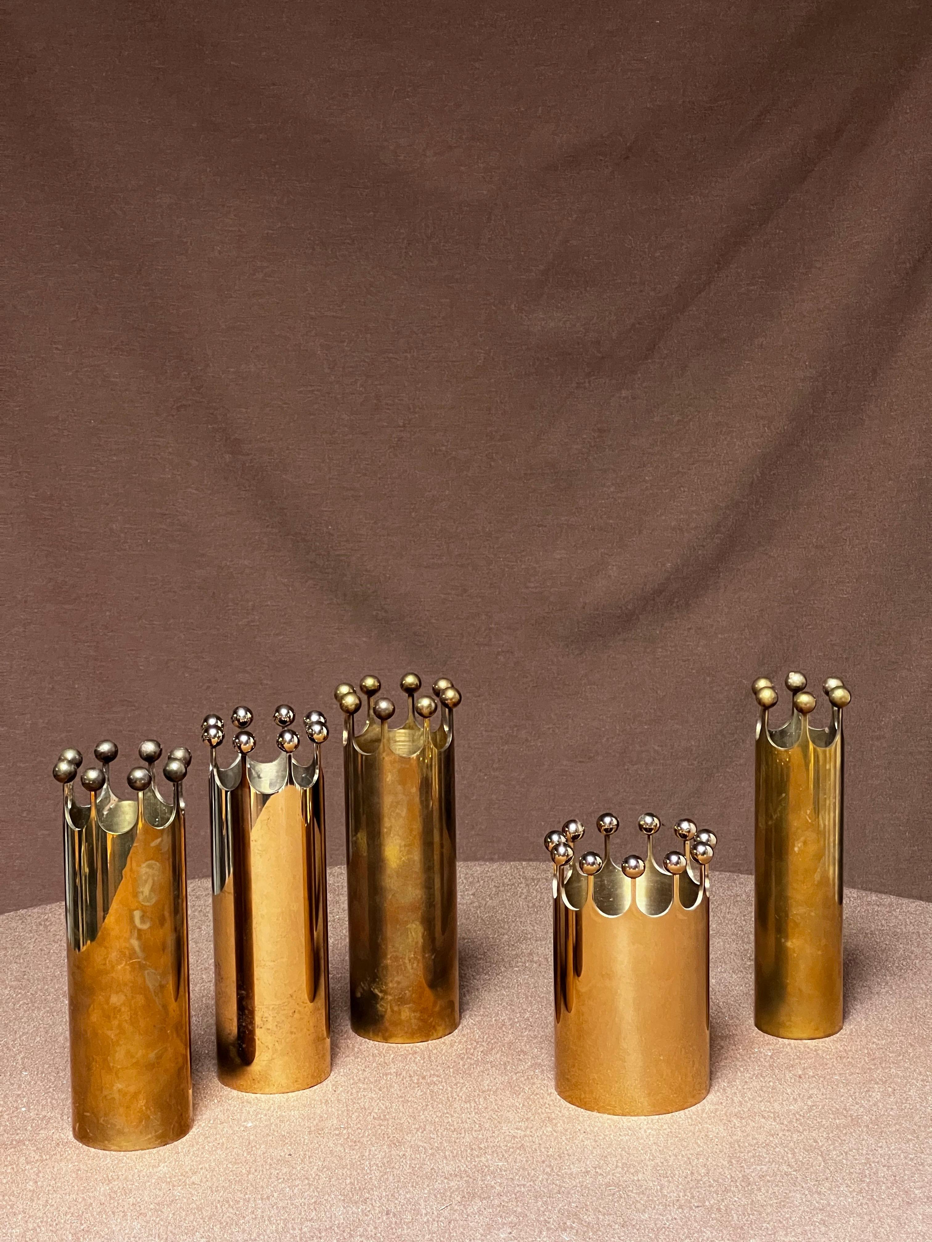 Pierre Forssell Brass crown vases Made by hand in Skultuna Sweden. Brancusi For Sale 4