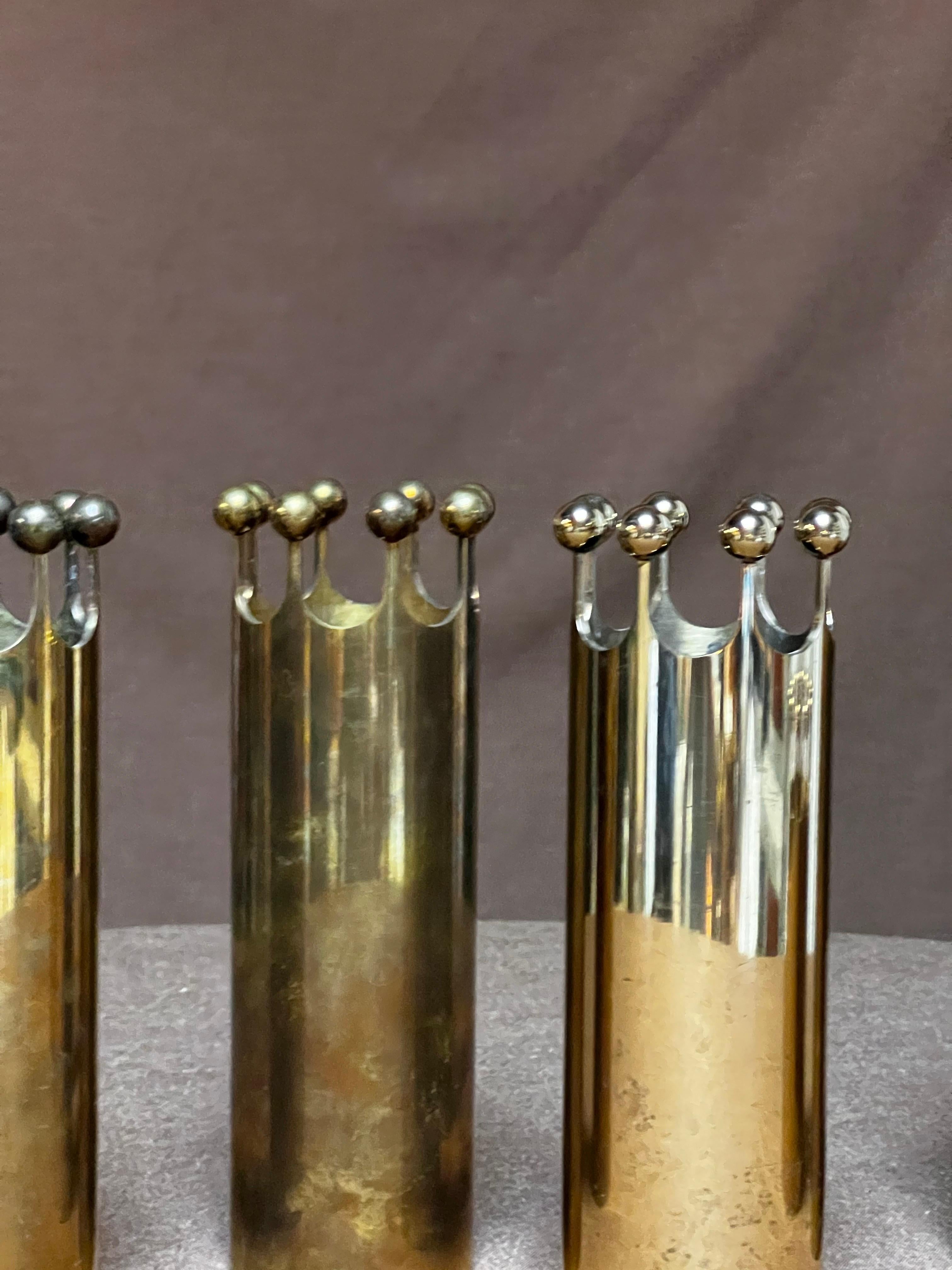 Swedish Pierre Forssell Brass crown vases Made by hand in Skultuna Sweden. Brancusi For Sale