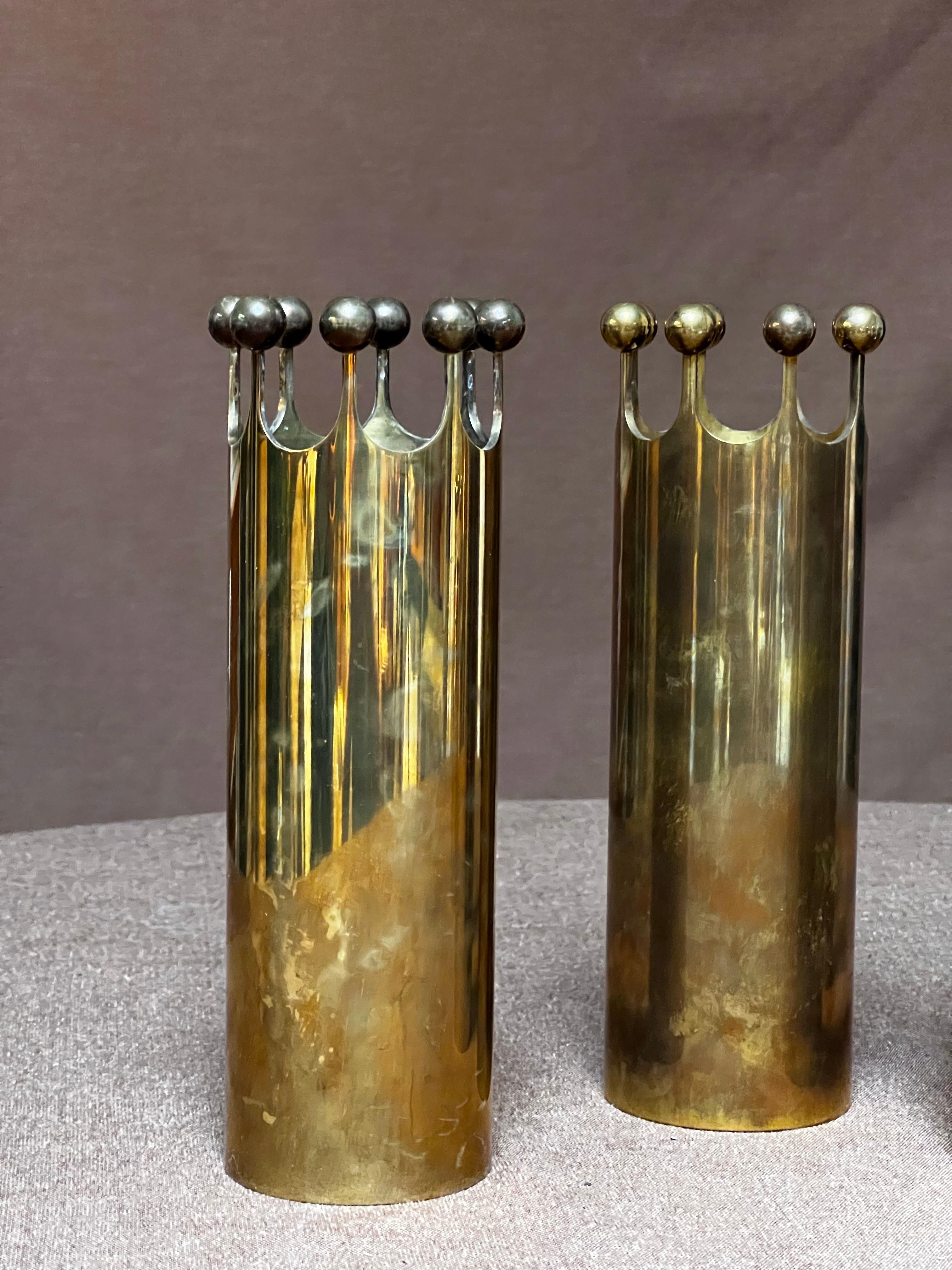 Pierre Forssell Brass crown vases Made by hand in Skultuna Sweden. Brancusi In Good Condition For Sale In Forest, BE