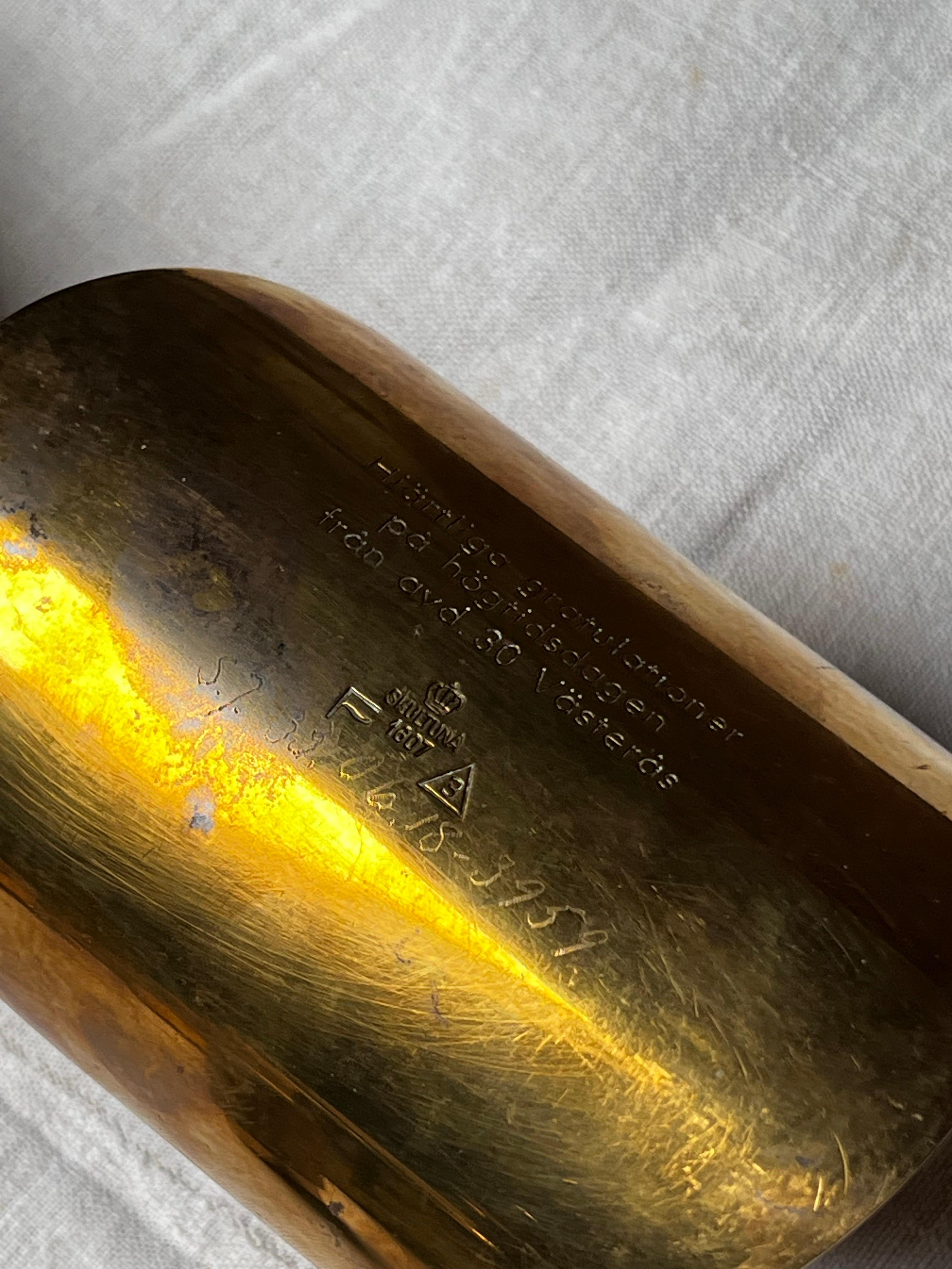 Pierre Forssell caraffa in ottone fatta a mano Skultuna Svezia Brancusi in vendita 5