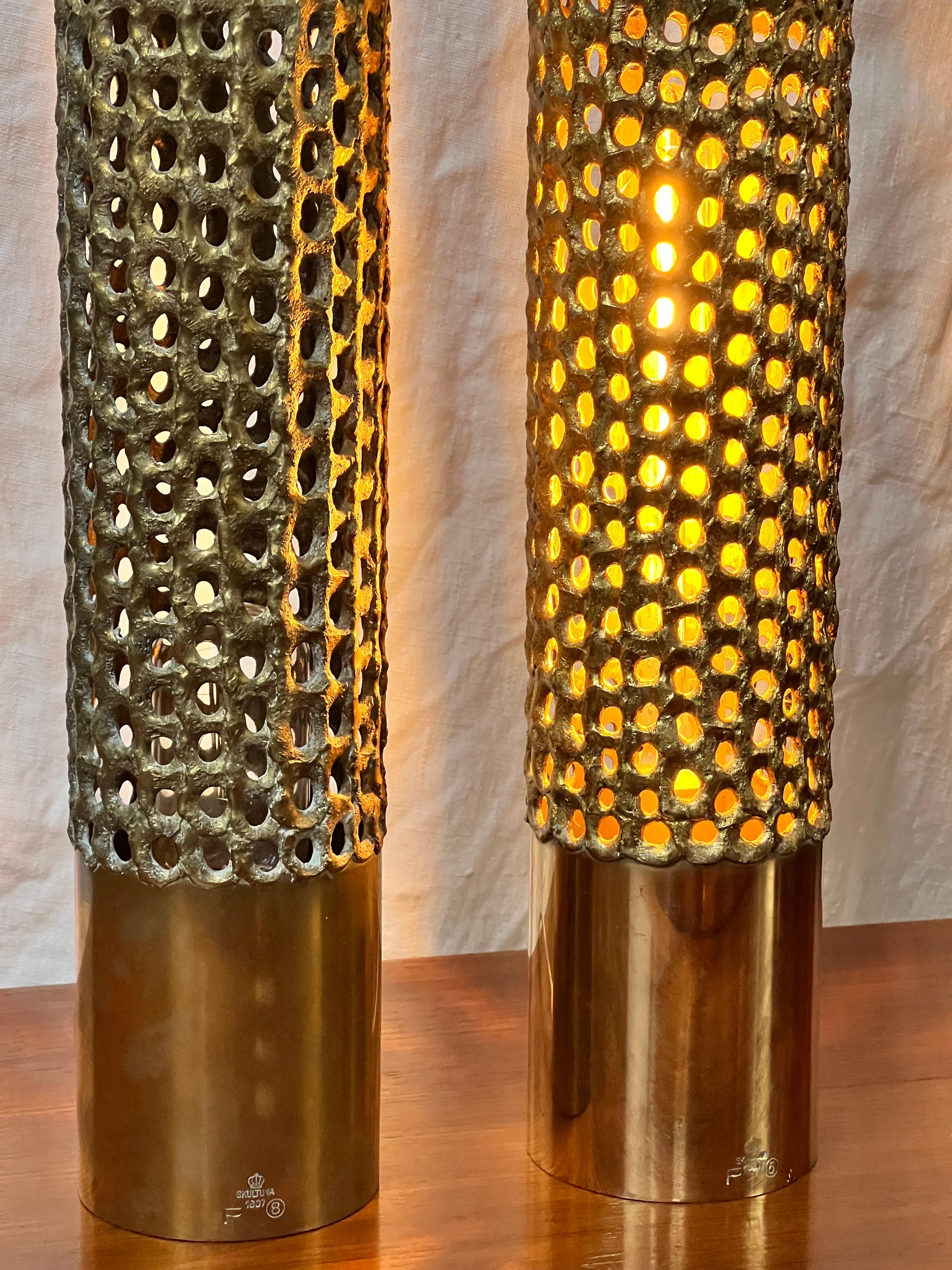 Scandinavian Modern Pierre Forssell Brass Lamp Stamped 1975 and 1978 Produced in Skultuna Sweden For Sale