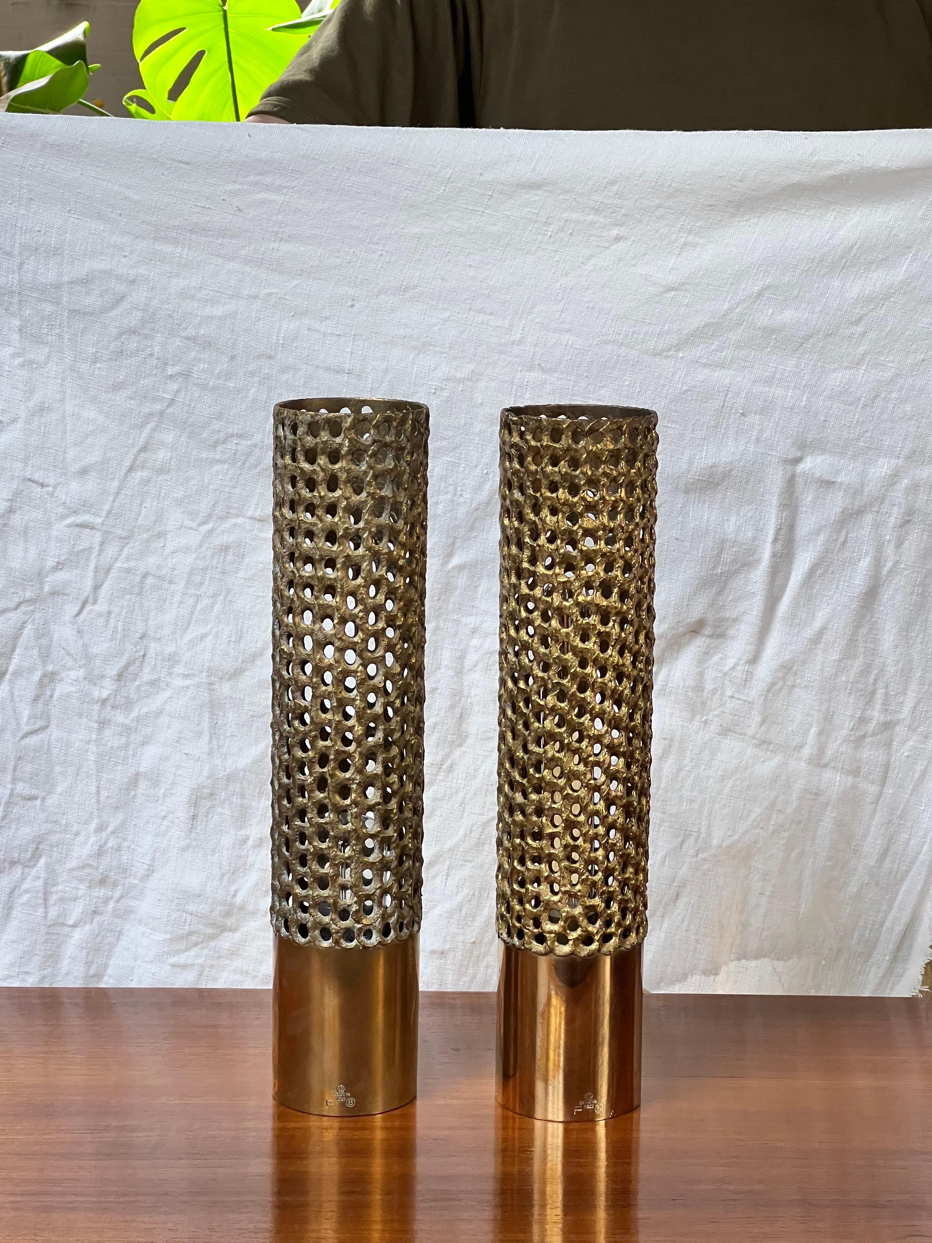 Pierre Forssell Brass Lamp Stamped 1975 and 1978 Produced in Skultuna Sweden In Good Condition For Sale In Forest, BE