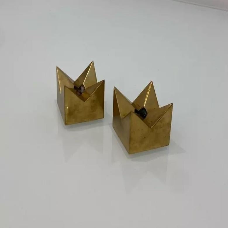 Suédois Pierre Forssell Bougeoirs à couronne en laiton pour Skultana, 1960's, Suède en vente