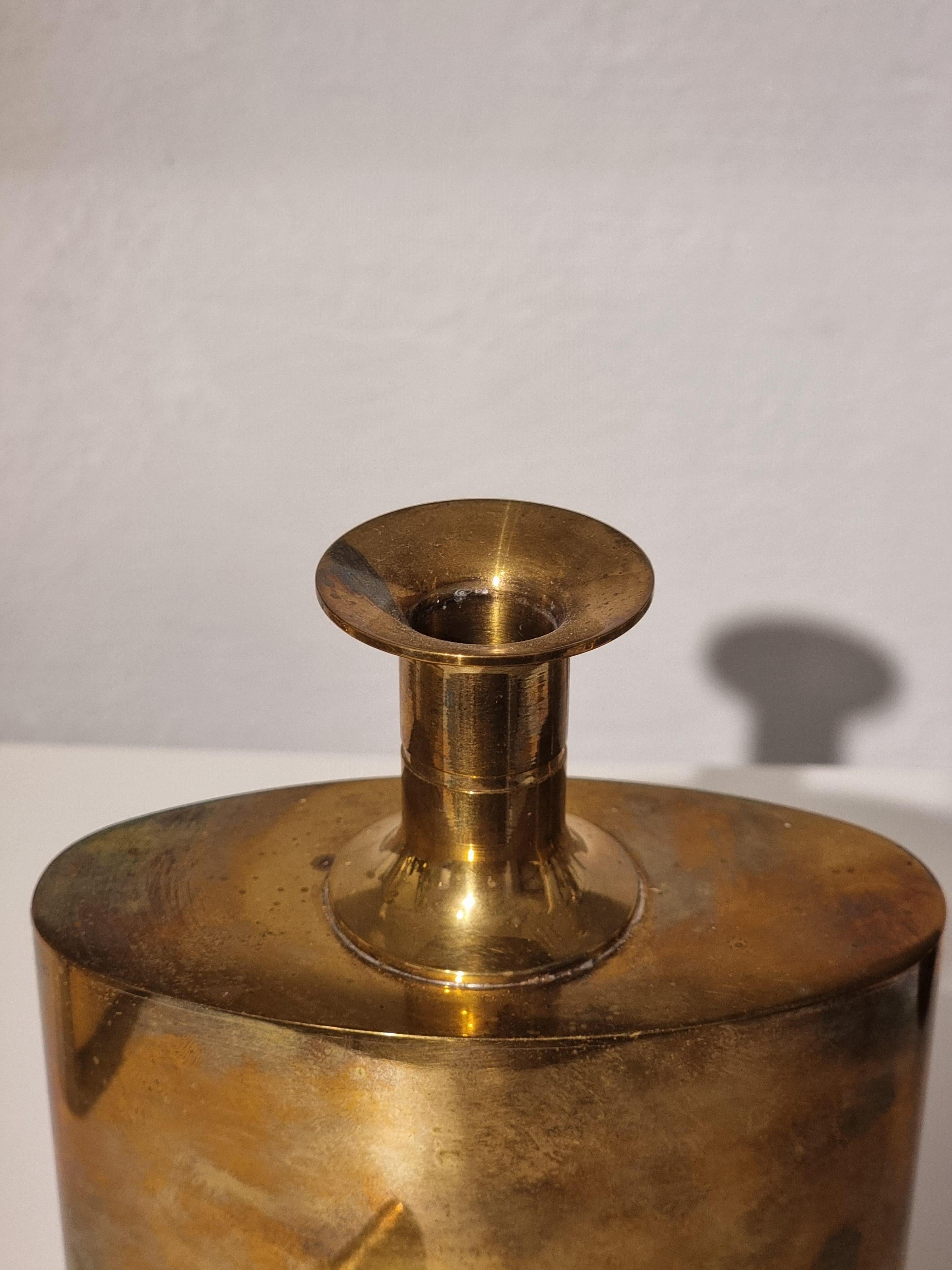 Gilt Pierre Forssell, Gilded Brass Flask for Skultuna, Swedish Midcentury For Sale