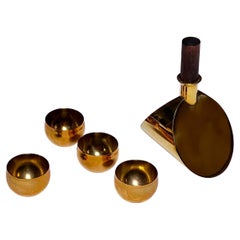 Pierre Forssell tazas chapadas en oro + jarra Hecho a mano Skultuna Suecia Brancusi