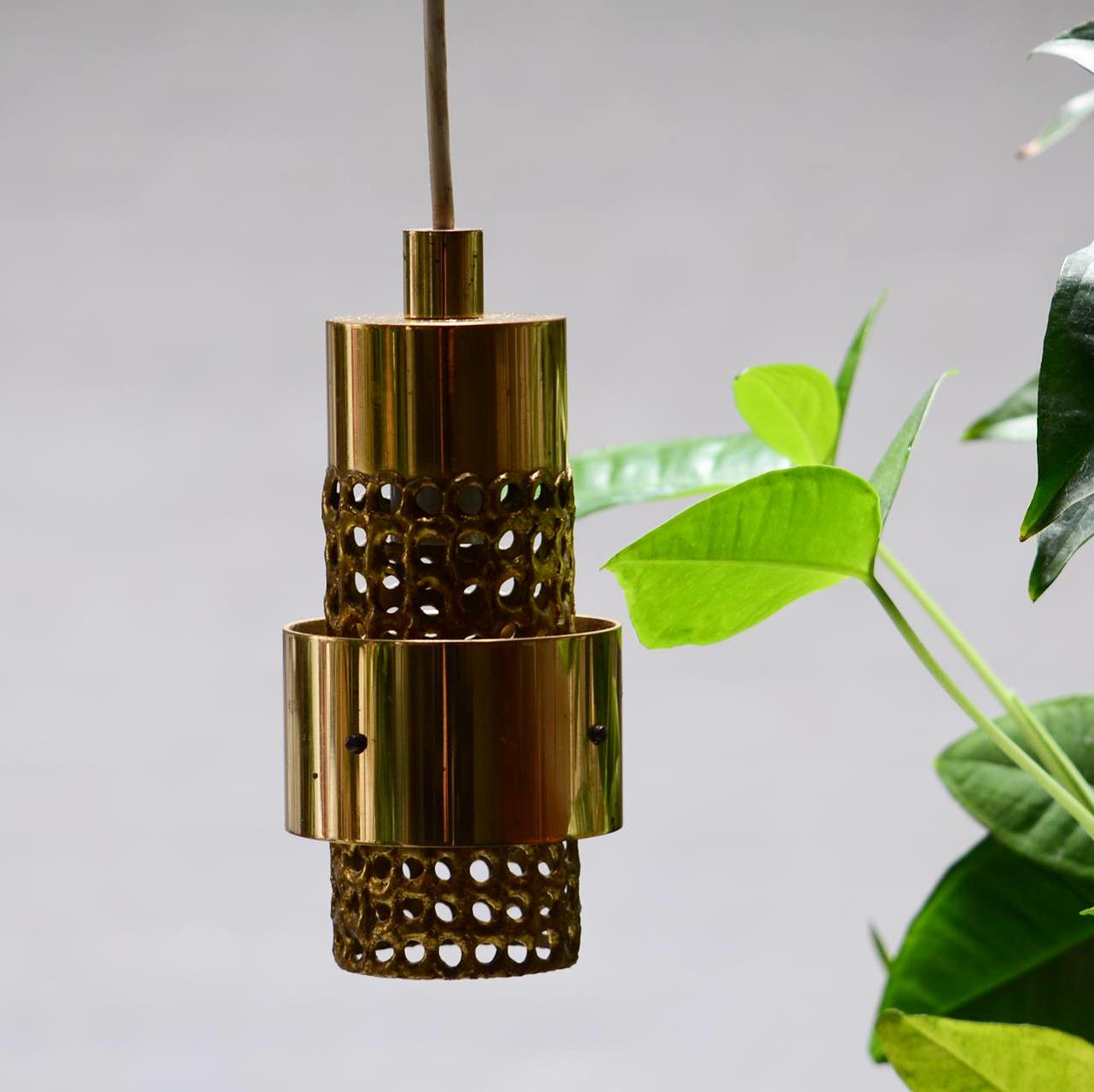 Hand-Crafted Pierre Forssell important Brass Set of 7 Lamps from 1970's made in Sweden For Sale