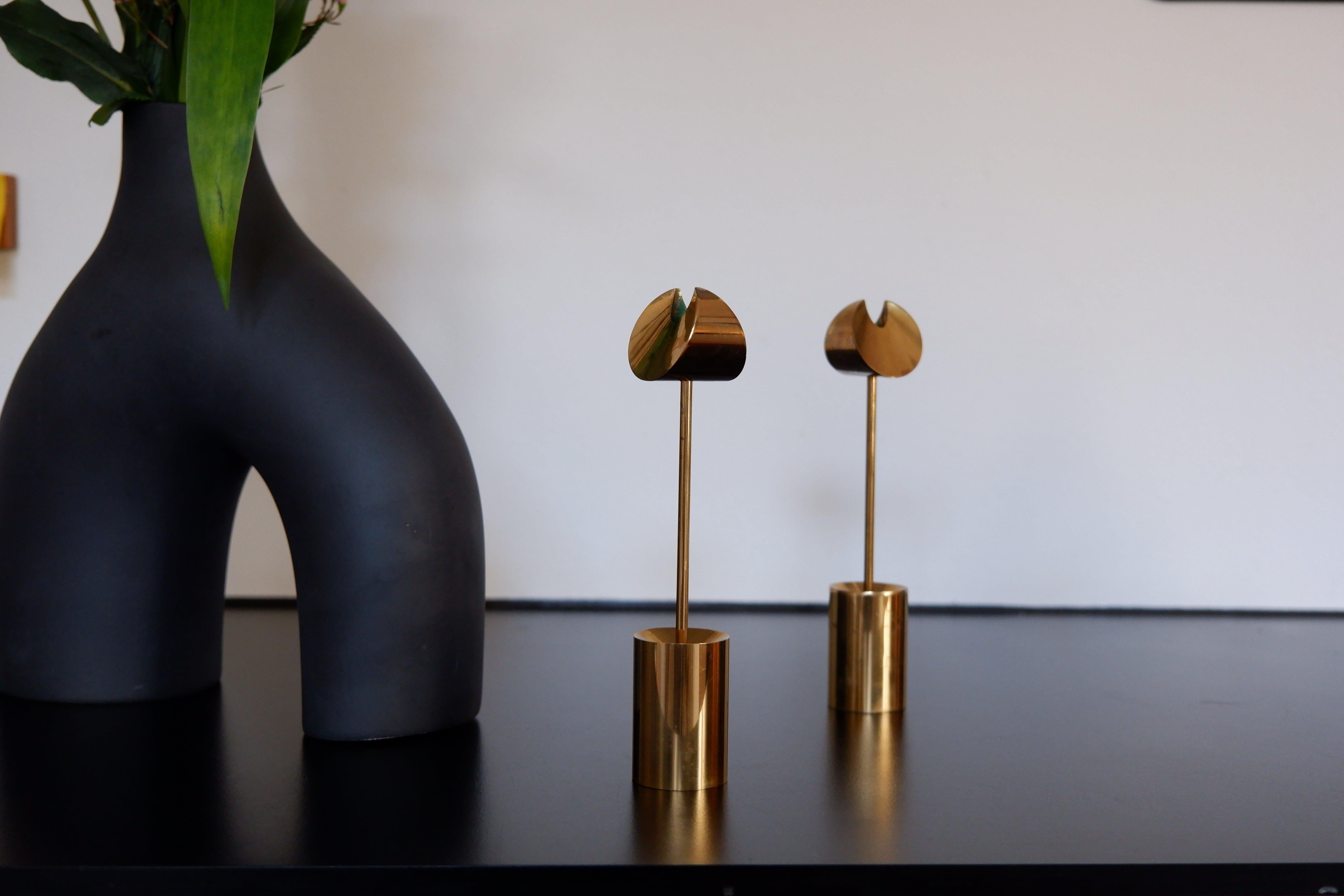 Mid-20th Century Pierre Forssell Pair of Aniara Candel Stick Holders, Skultuna, circa 1970 For Sale