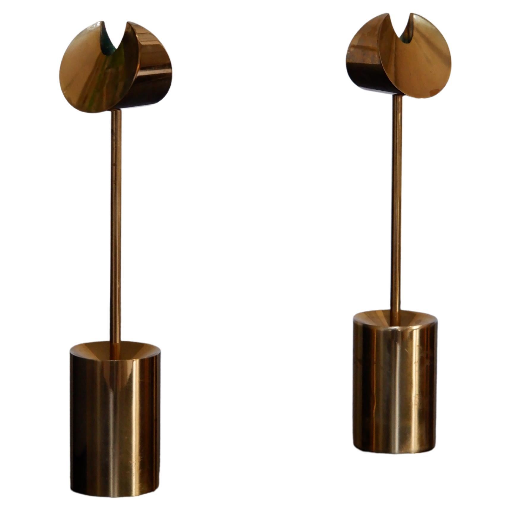 Pierre Forssell Pair of Aniara Candel Stick Holders, Skultuna, circa 1970 For Sale