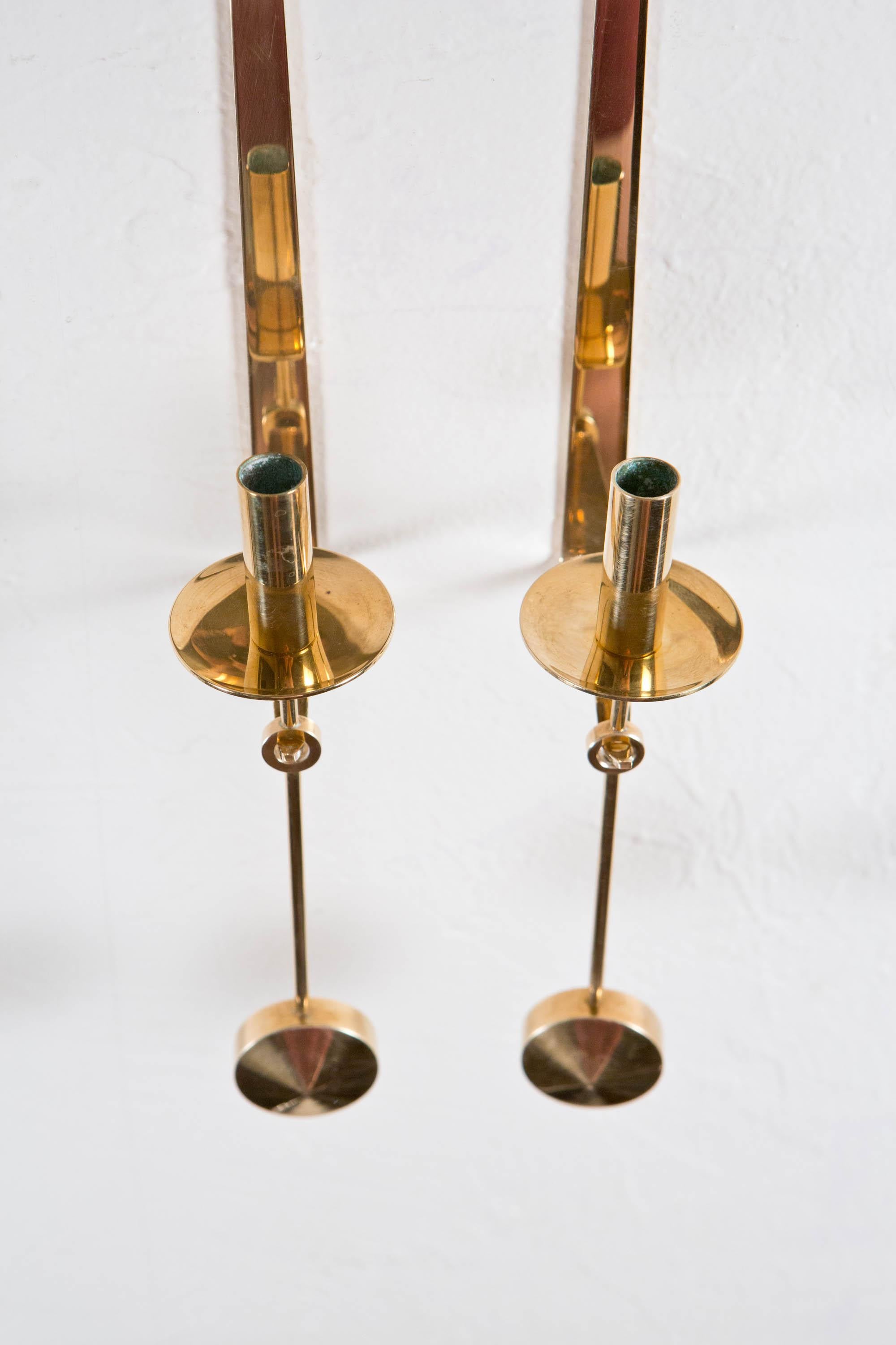 Pierre Forssell, Pair of Pendel Wall Candleholders for Skultuna, Sweden, 1960s 3