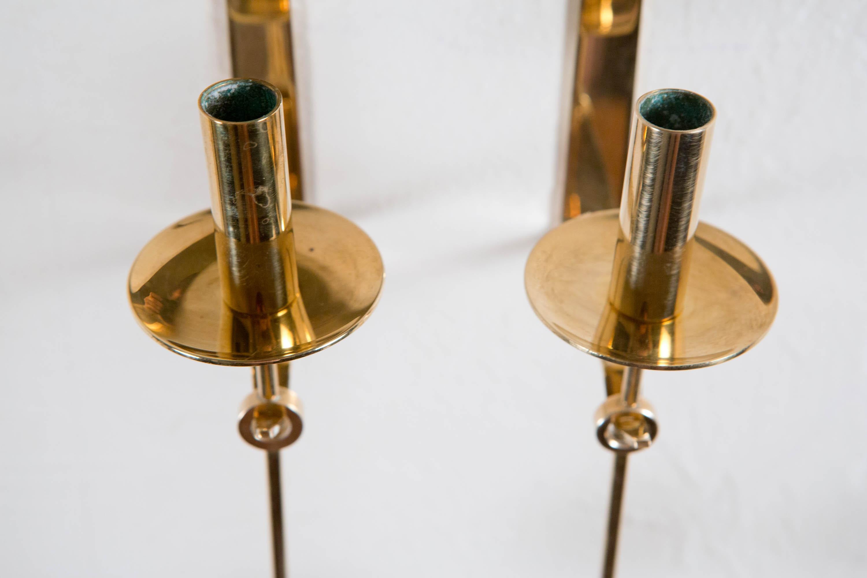 Pierre Forssell, Pair of Pendel Wall Candleholders for Skultuna, Sweden, 1960s 4