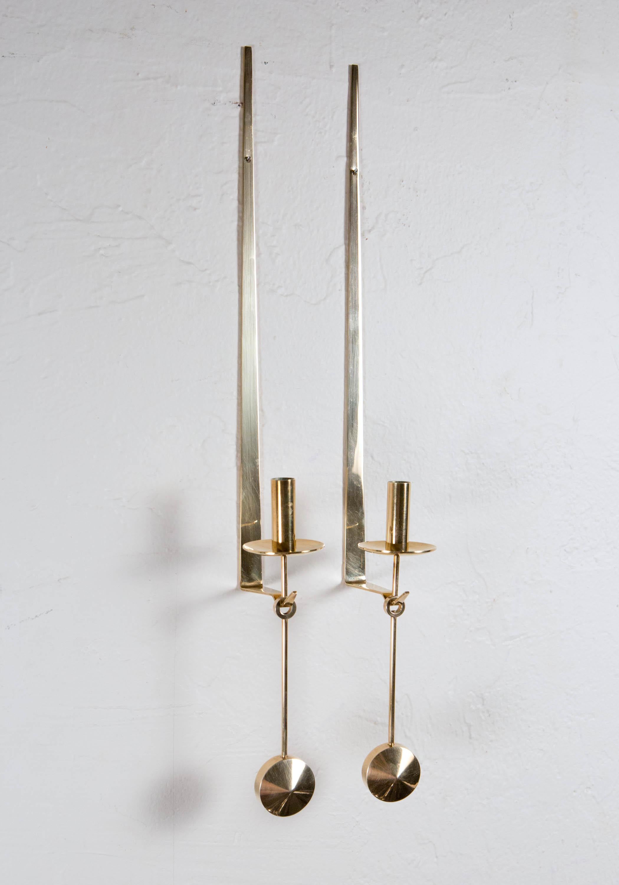 Pierre Forssell, Pair of Pendel Wall Candleholders for Skultuna, Sweden, 1960s 5