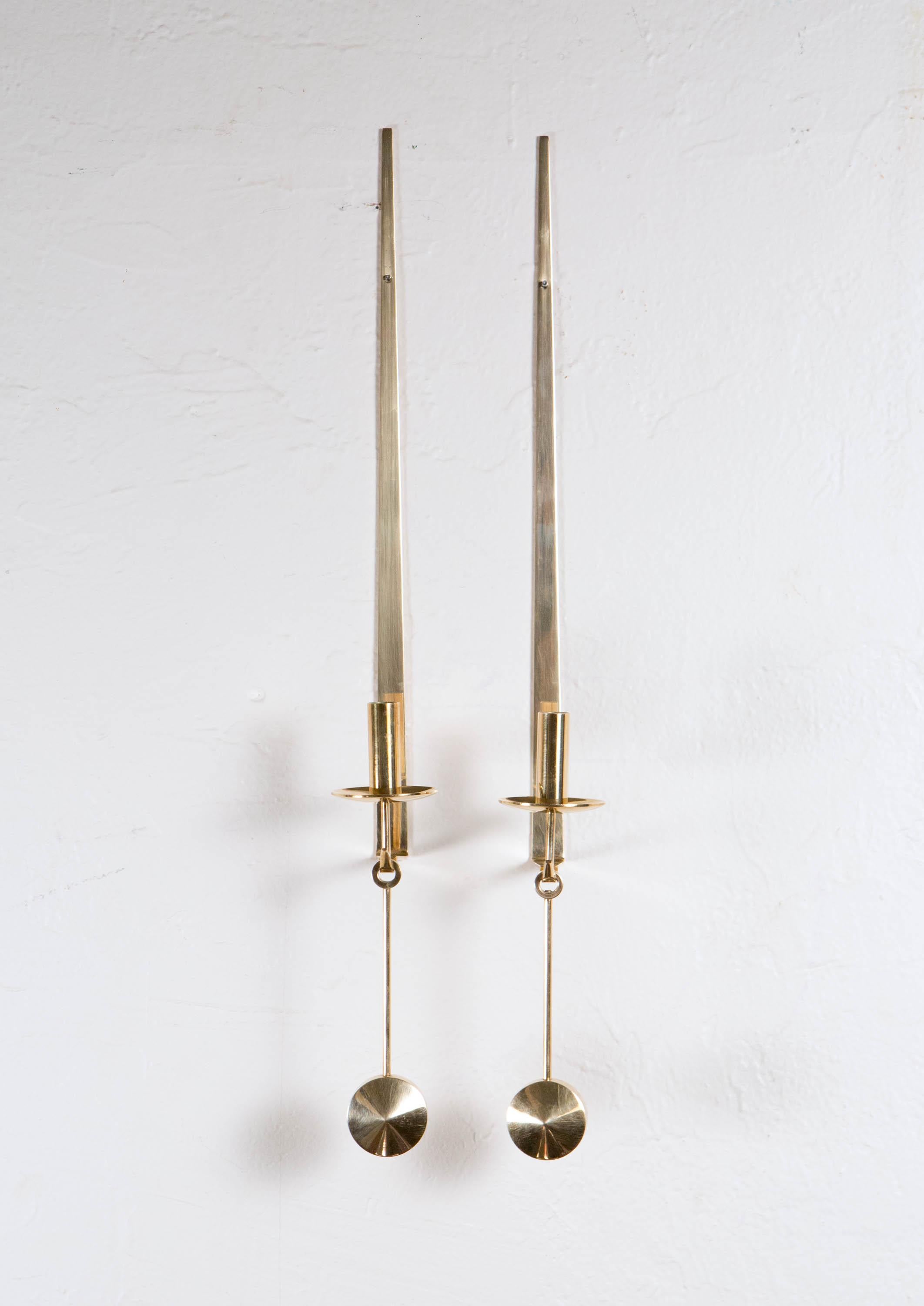 Pierre Forssell, Pair of Pendel Wall Candleholders for Skultuna, Sweden, 1960s 8