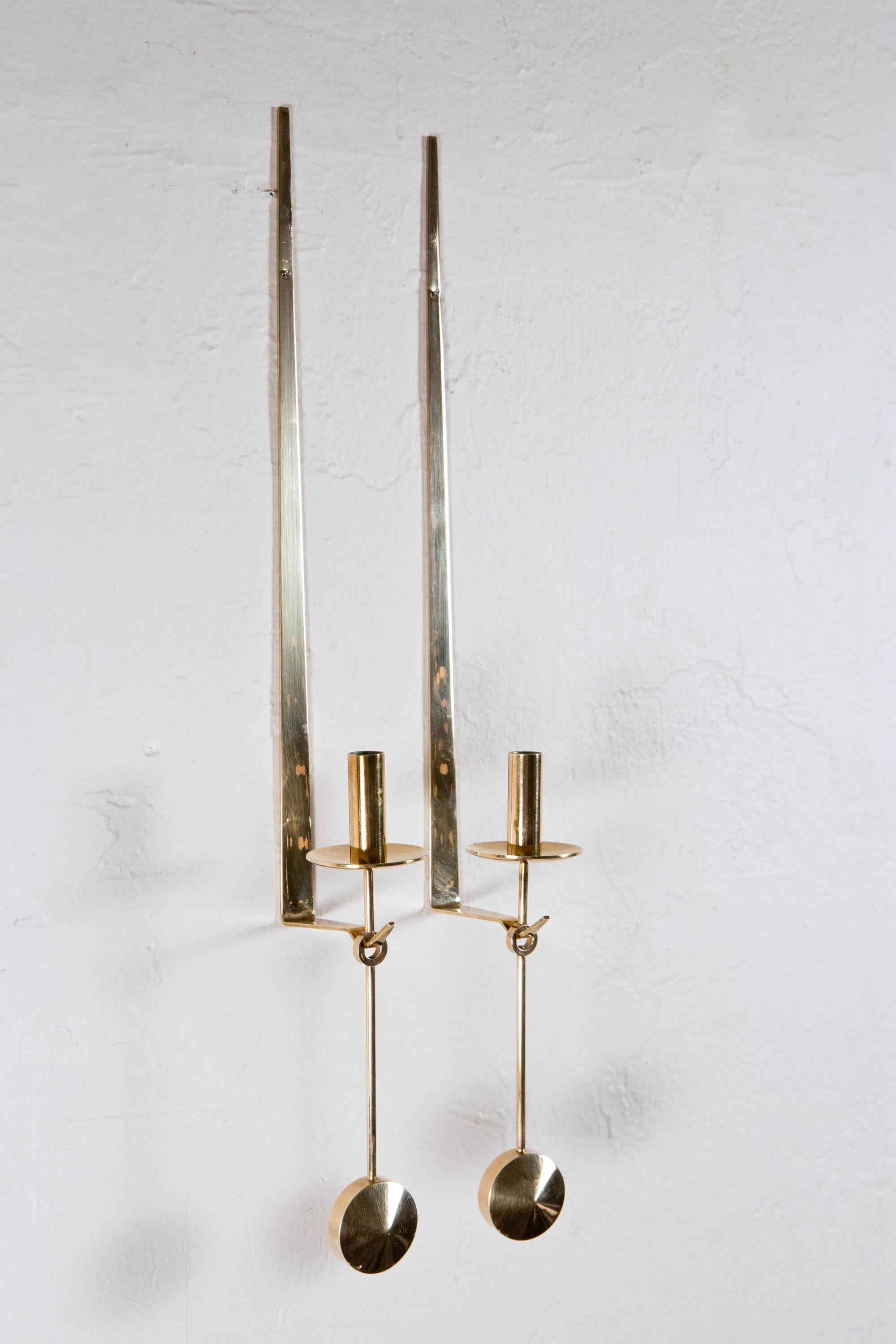 Pierre Forssell, Pair of Pendel Wall Candleholders for Skultuna, Sweden, 1960s 9
