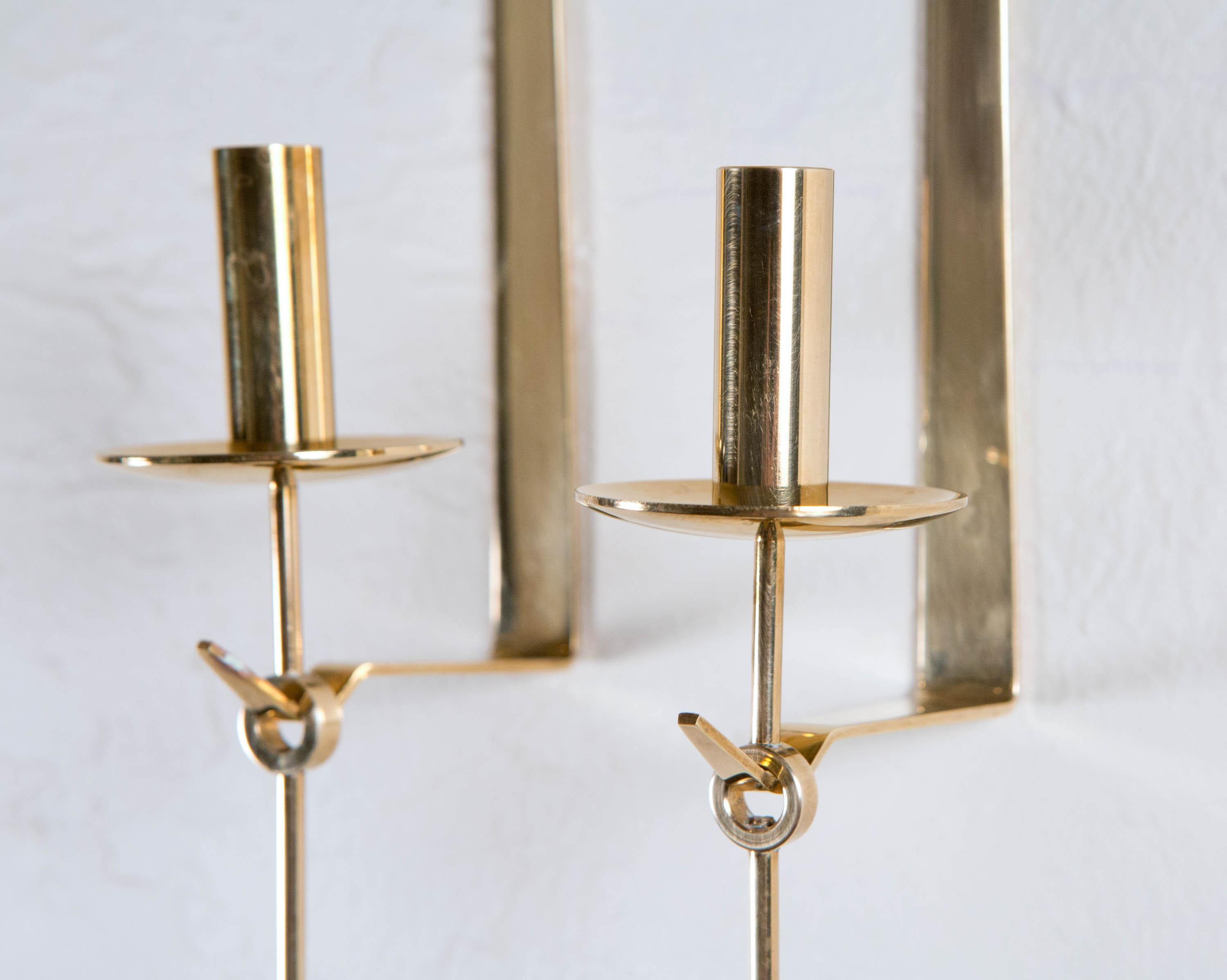 Pierre Forssell, Pair of Pendel Wall Candleholders for Skultuna, Sweden, 1960s 2