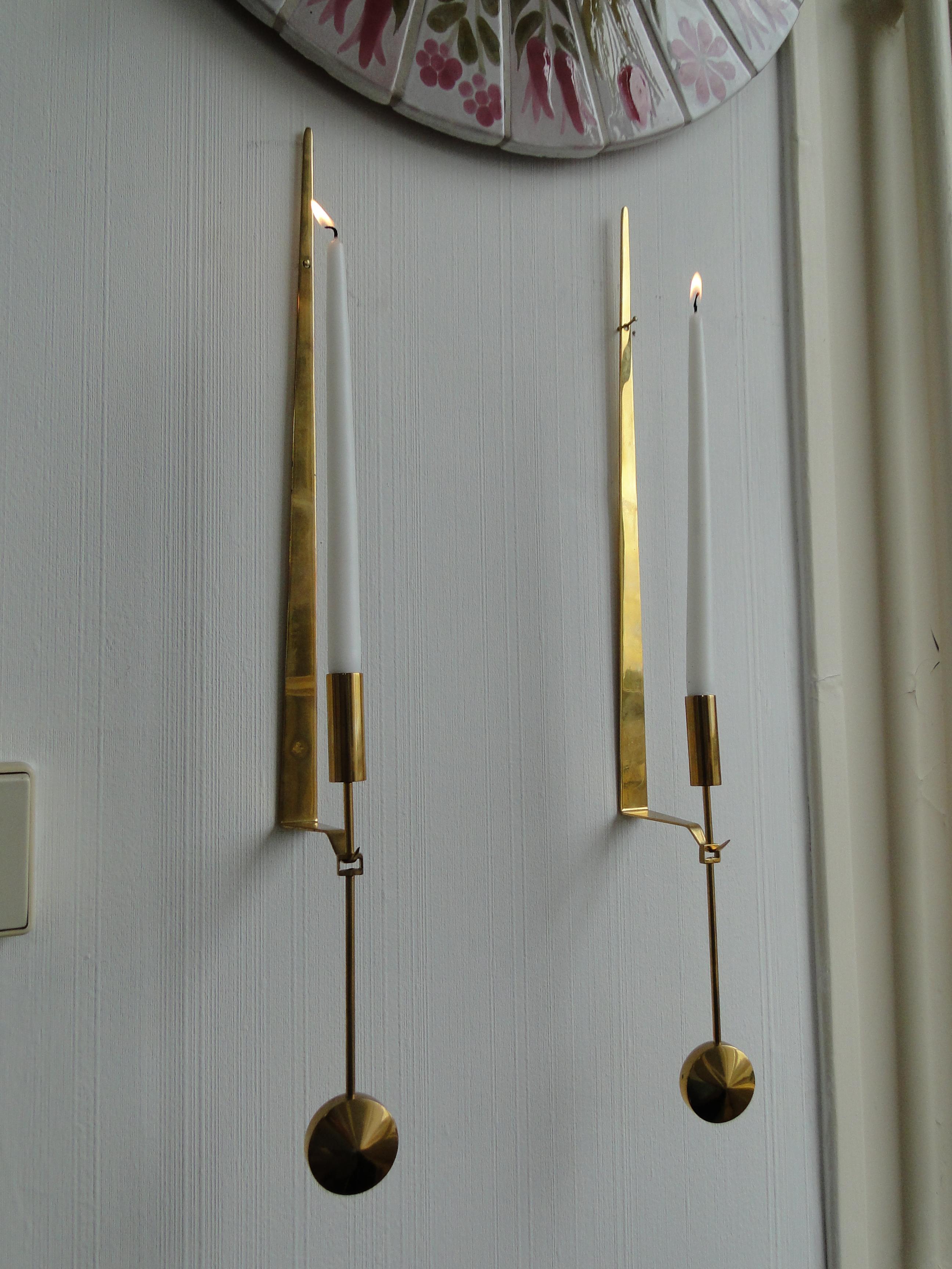 Up for sale two lovely sconces from Skultuna, Sweden in brass. 

Designed by Pierre Forssell and manufactured in the 1990s. 

Very good condition. 

Delivered whit the original box.