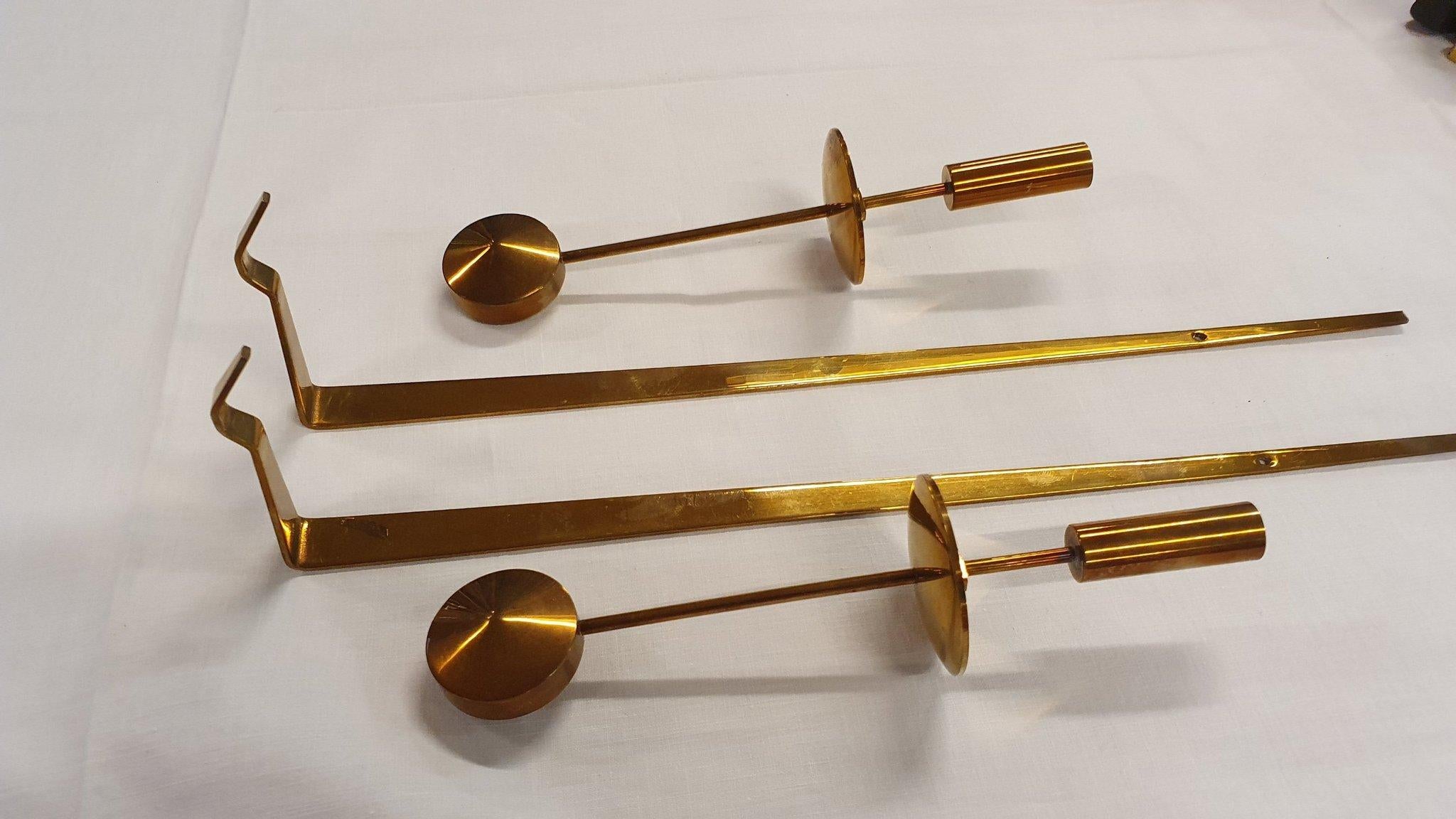 Mid-Century Modern Pierre Forssell Pair of Vintage Scandinavian Brass Candlesticks Sweden For Sale
