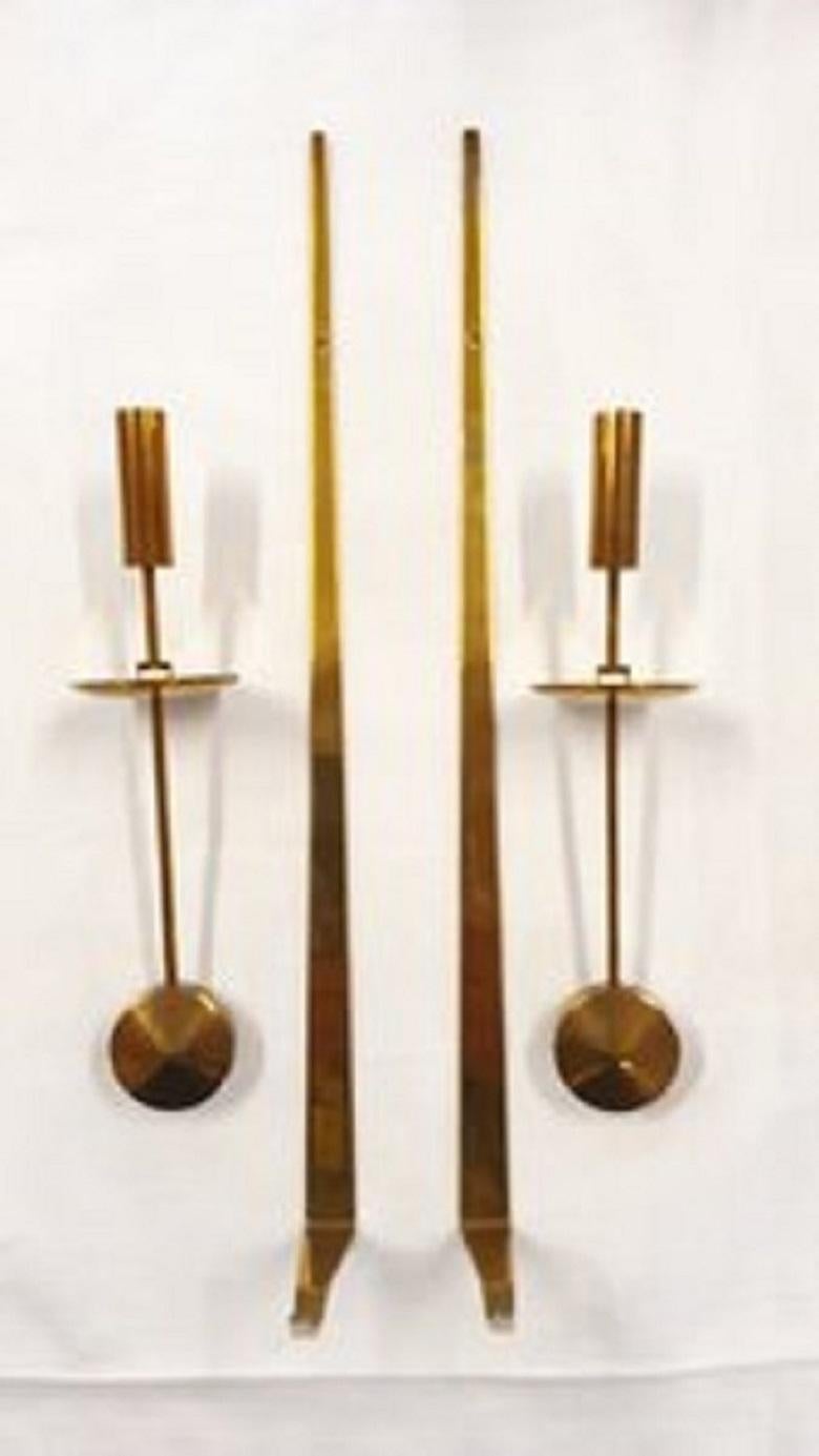 Pierre Forssell Pair of Vintage Scandinavian Brass Candlesticks Sweden For Sale 1