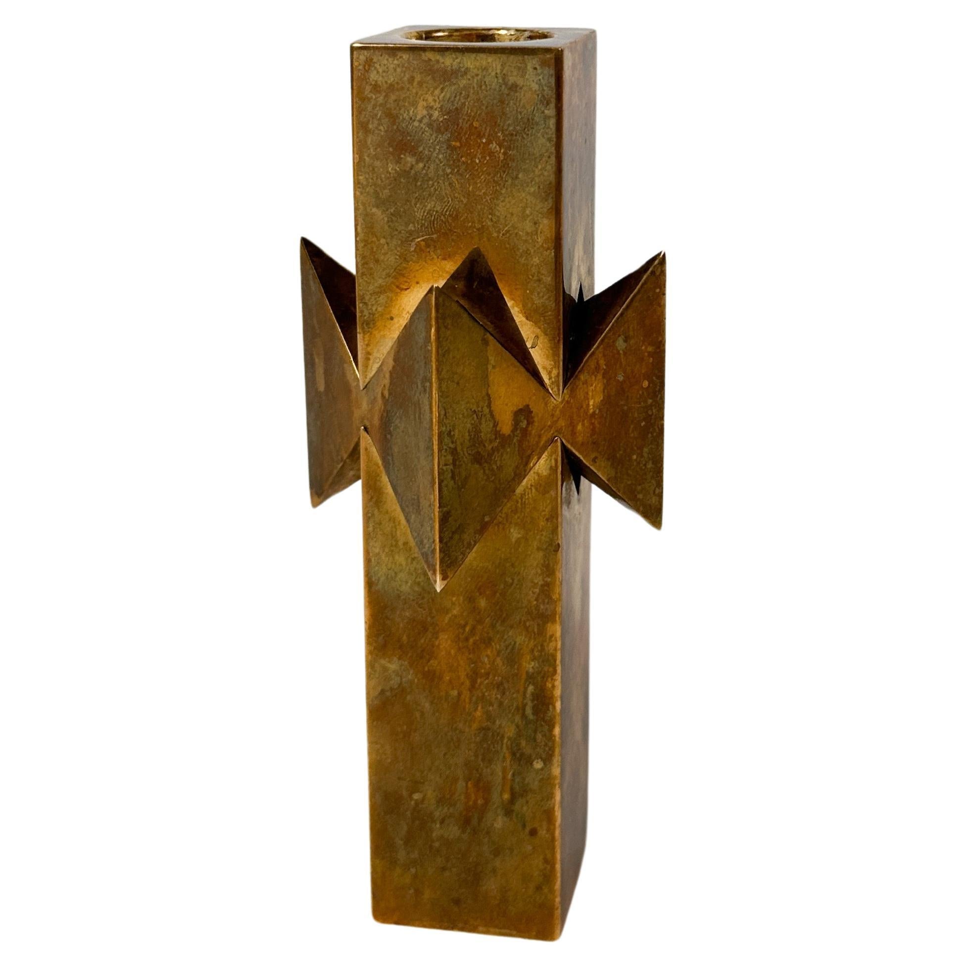 Pierre Forssell Rosett Brass Candle Holder Skultuna Sweden 1980s