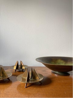 Pierre Forssell Set of Four Patinaed Brass Candle Holders Model Nr20