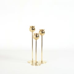 Pierre Forssell Set of three Brass Tulip candlesticks from Skultuna sweden