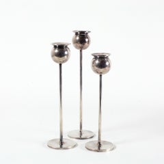 Pierre Forssell Silver-Plated Brass Tulip Candlesticks from Skultuna Sweden 1970