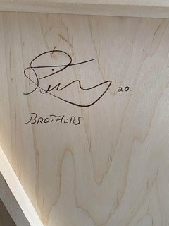 Pierre Fortin Pittura moderna figurativa astratta a carboncino intitolata Fratelli