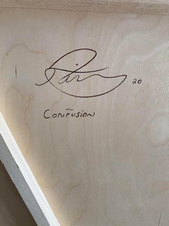 Pierre Fortin, quadro figurativo moderno astratto a carboncino intitolato "Confusione".