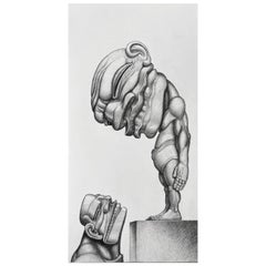 Pierre Fortin - Peinture moderne figurative et abstraite au fusain intitulée "Entitlement"