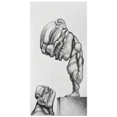 Pierre Fortin Pittura moderna figurativa astratta a carboncino intitolata Entitlement (Titolo)